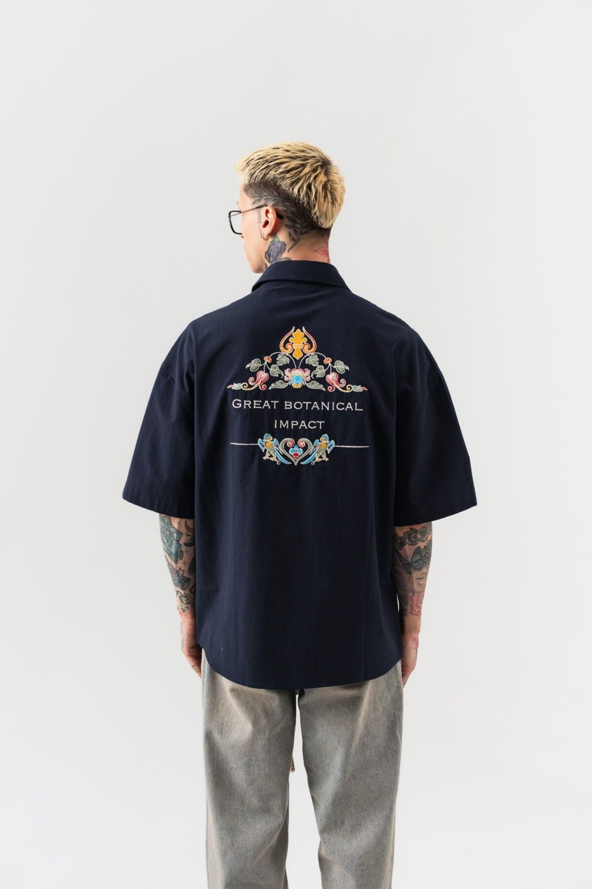go gang own Fallback Nakış Detaylı Oversize Keten Gömlek