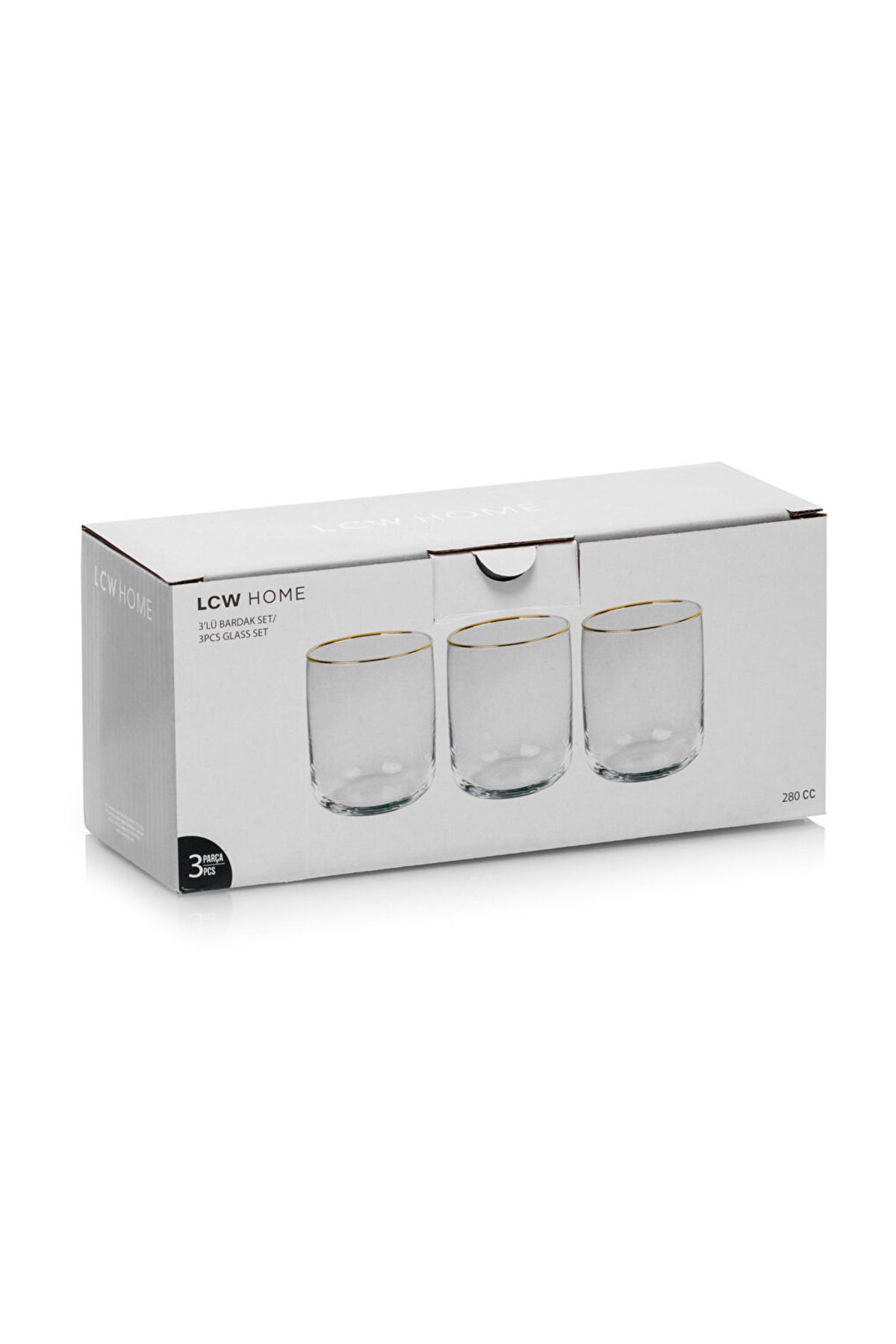 LC Waikiki LCW HOME Renksiz Baskılı Cam Bardak Seti 3'lü 280 ml