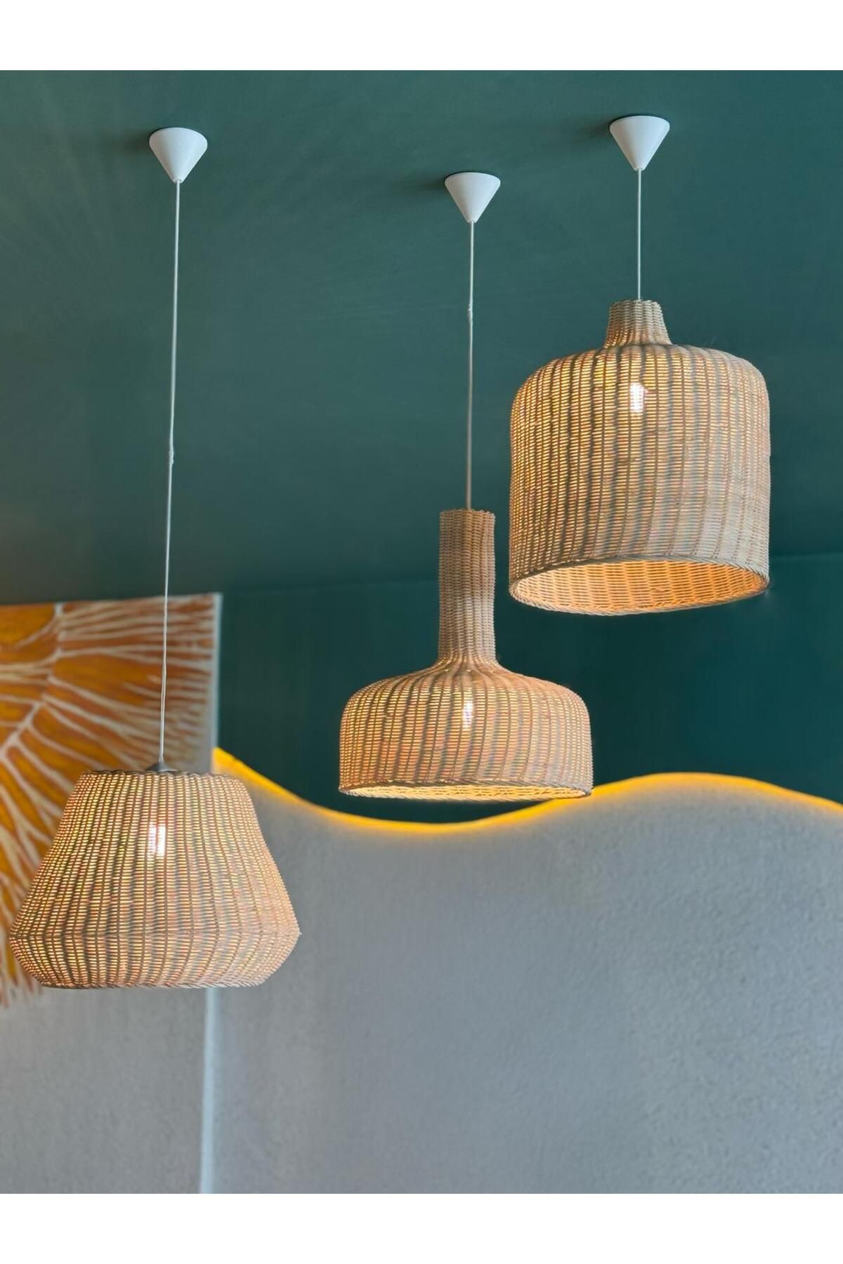 Maison Avf 3’lü Olympia Büyük Rattan Avize Set