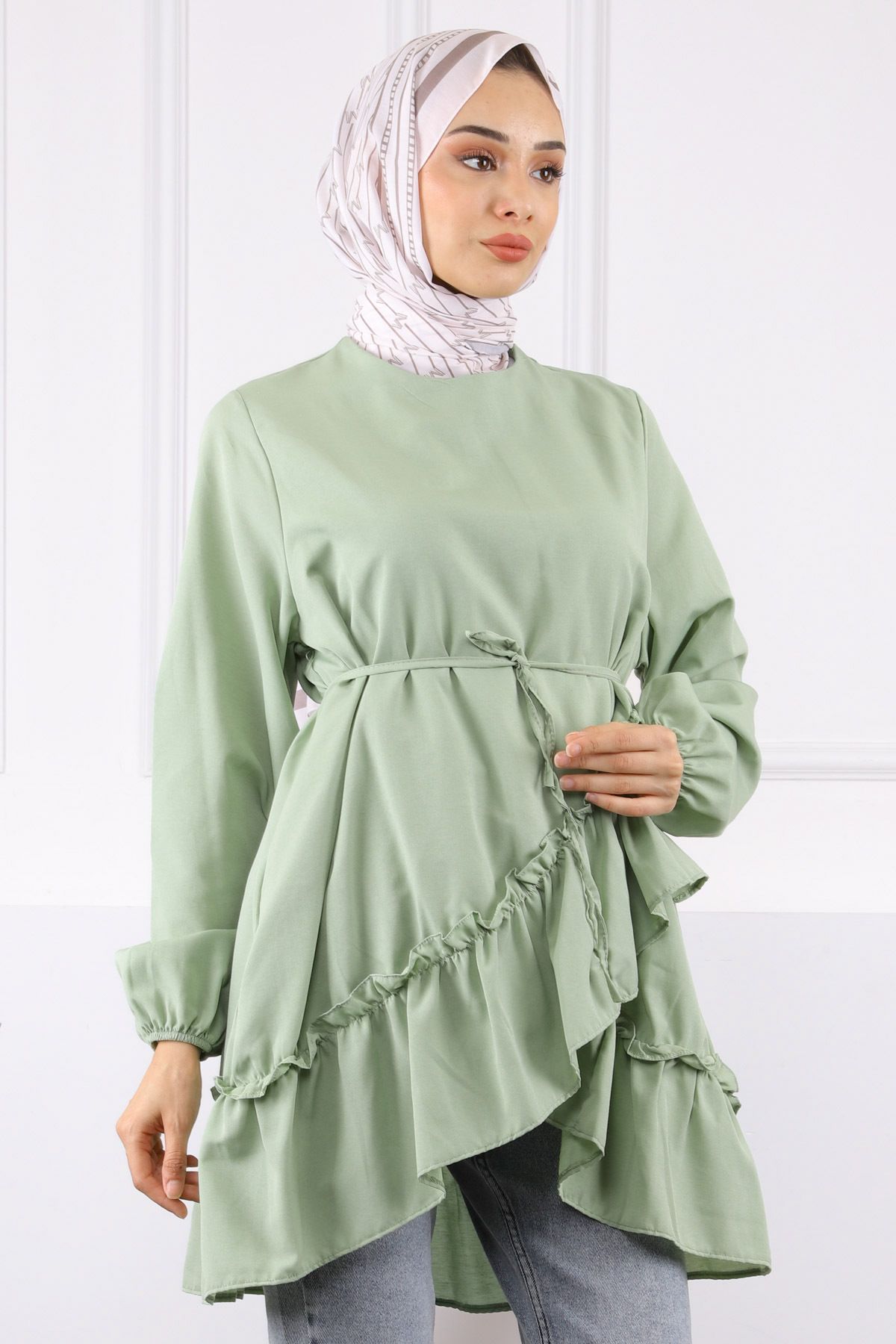 İmajButik-Çağla Πράσινη Φούστα Πολυστρωματική Μπούμπα 1
