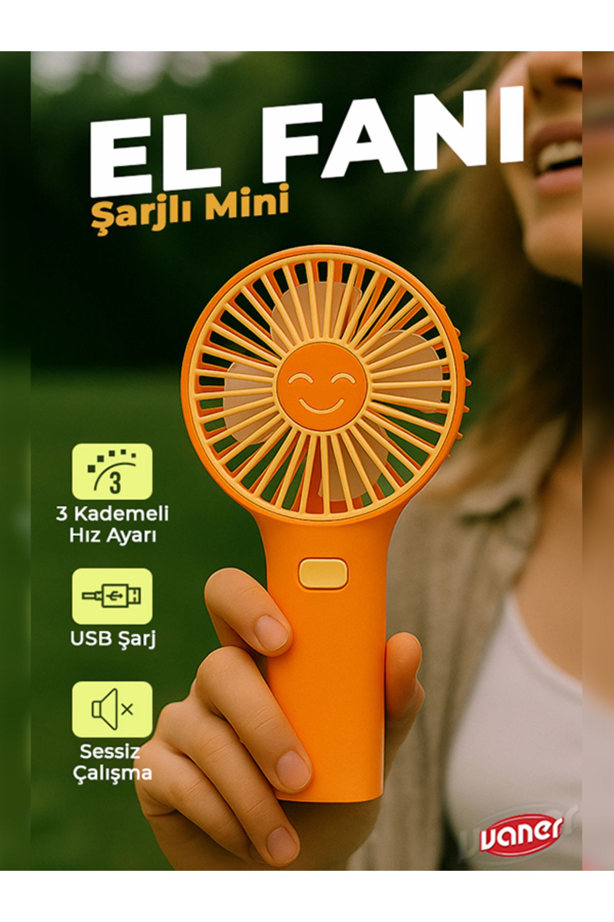 VANER Şarjlı Mini El Fanı Ve Masa Fanı Soğutucu Pervane Taşınabilir Şarj Edilebilir