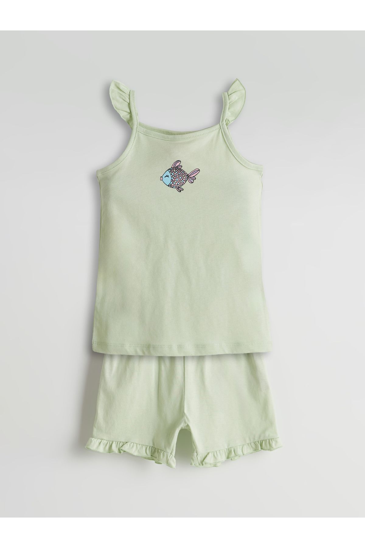 LC Waikiki-Bedrucktes Baby-Mädchen-Unterhemd und Shorts im 2er-Pack 1