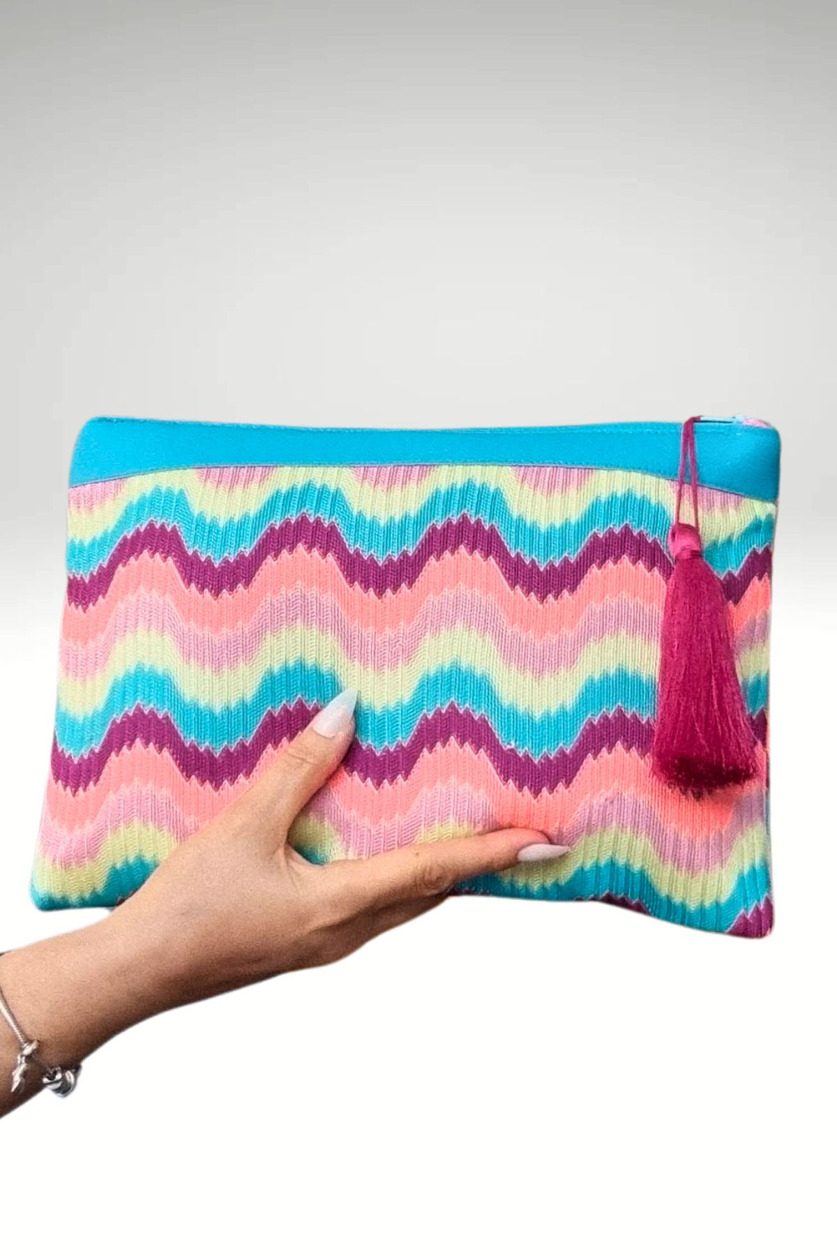 KRIMO Kadın Kumaş Çok Renkli Portföy Clutch Çanta El Çantası