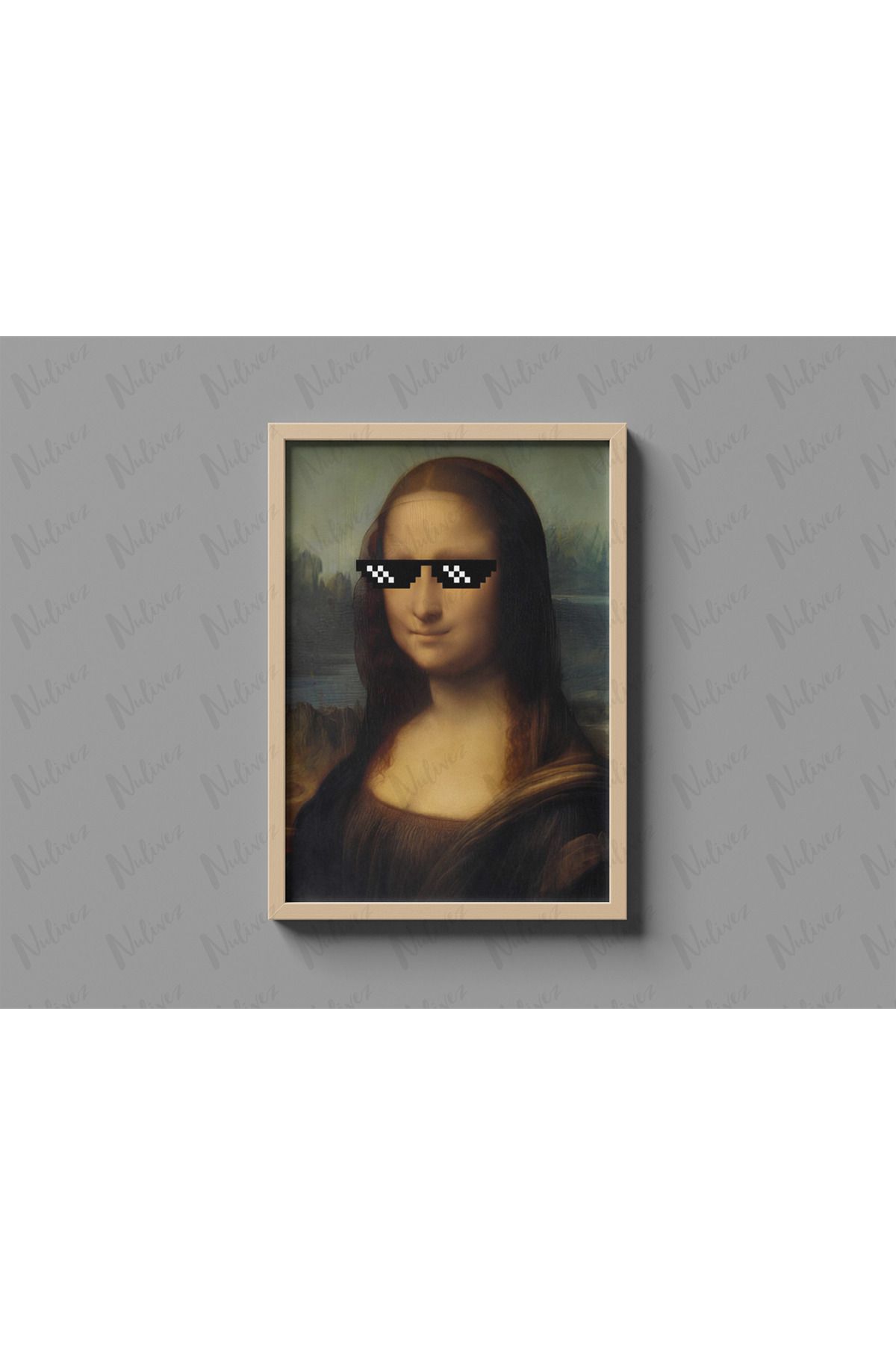 Nulivez Çerçeveli Mona Lisa Tasarımlı Dekoratif Tablo, 300 Micron Antireflecte Korumalı Tablo