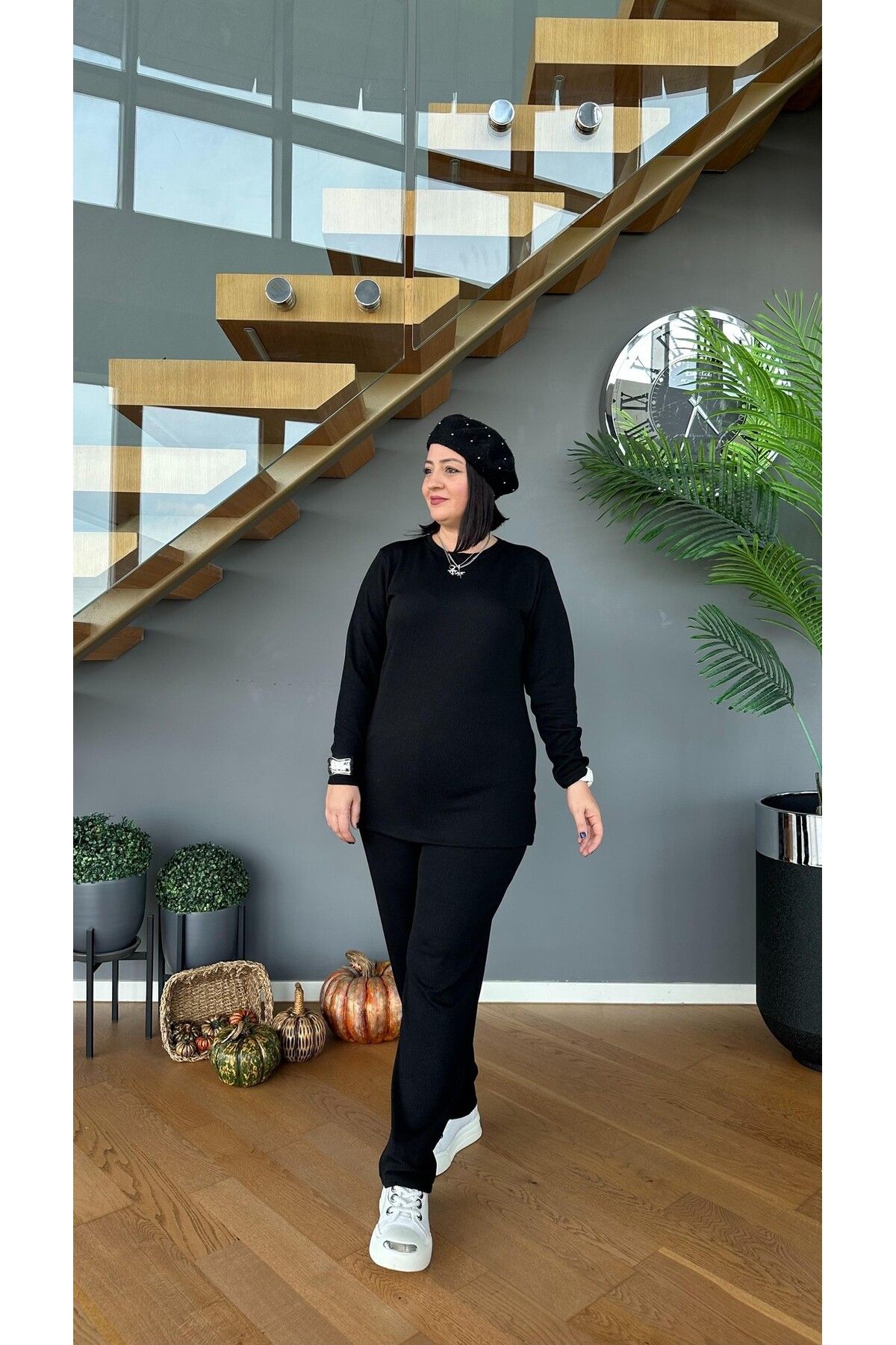 Vio Moda Büyük Beden Burgu Desen Takım