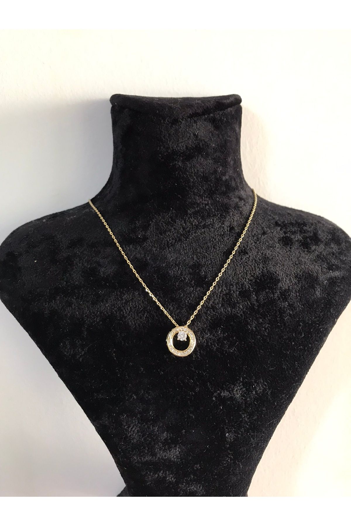 shop PASLANMAZ ÇELİK GOLD MİNİ TEK TAŞ DETAYLI YUVARLAK GOLD ZİNCİRLİ KARARMAZ KOLYE