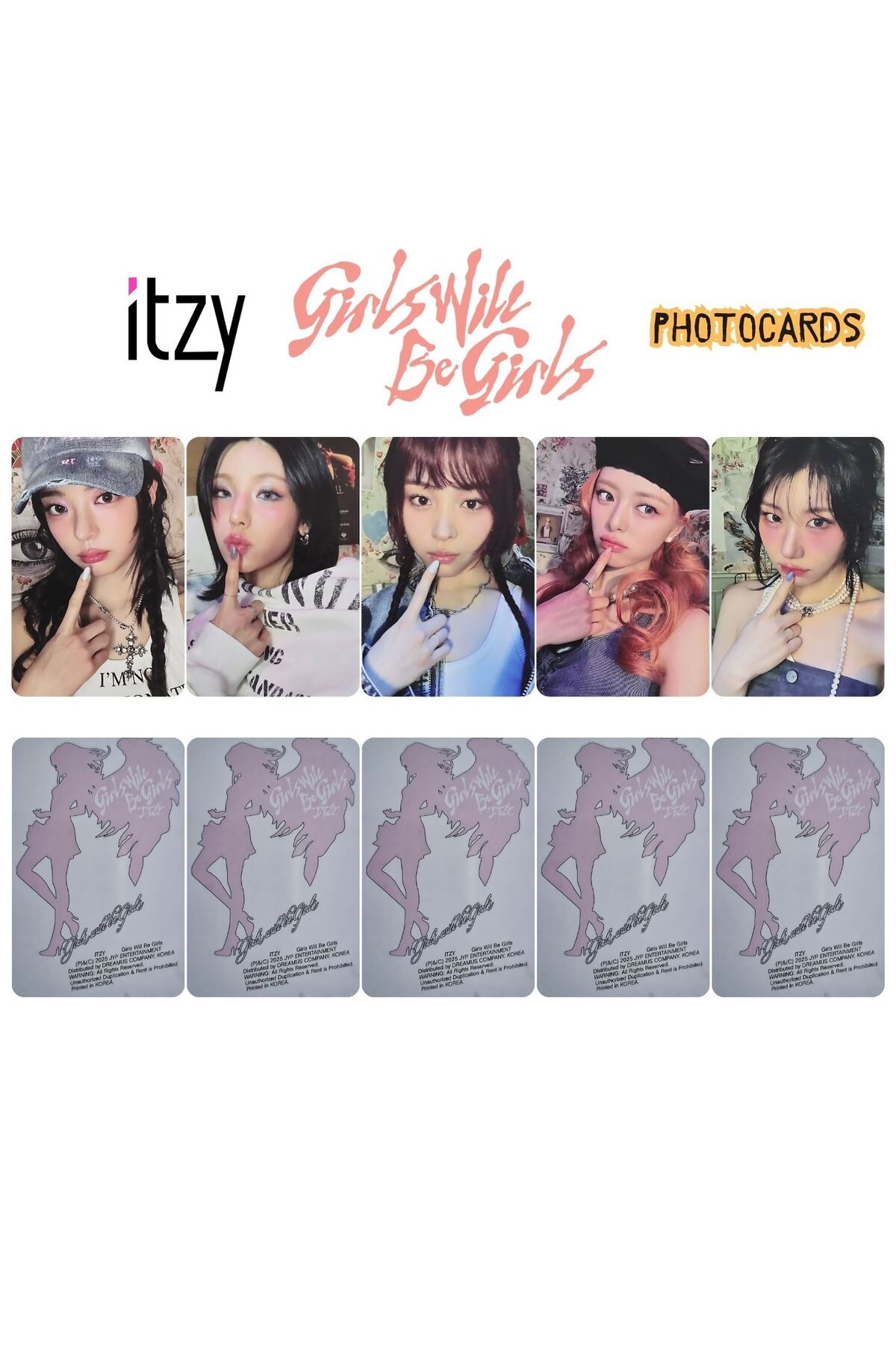 Kpop Dünyasi ITZY '' Girls Will Be Girls '' Folder ver. Photocards