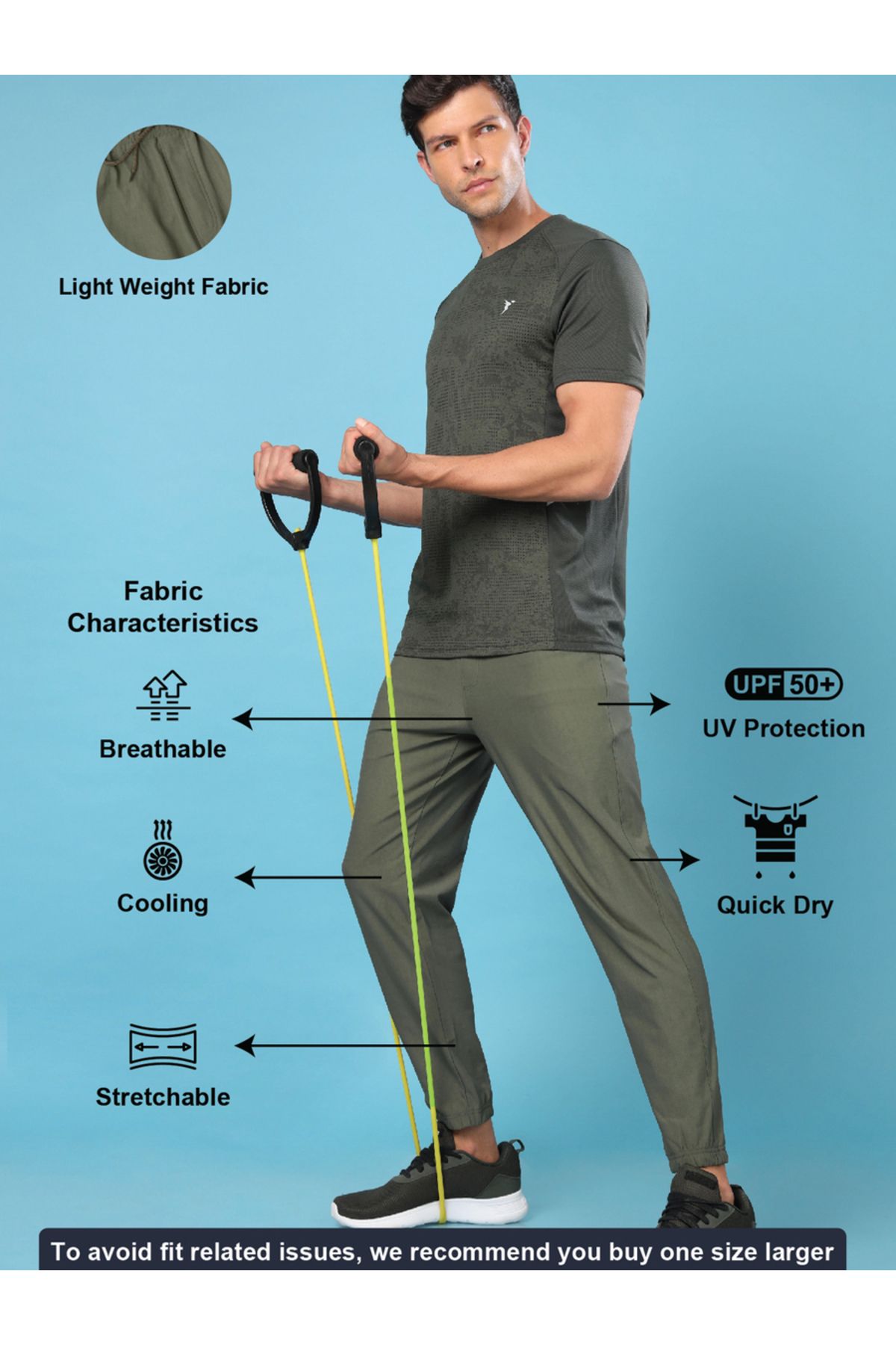 Technosport By Styli-Solid Stretch Joggers with Drawstring 5