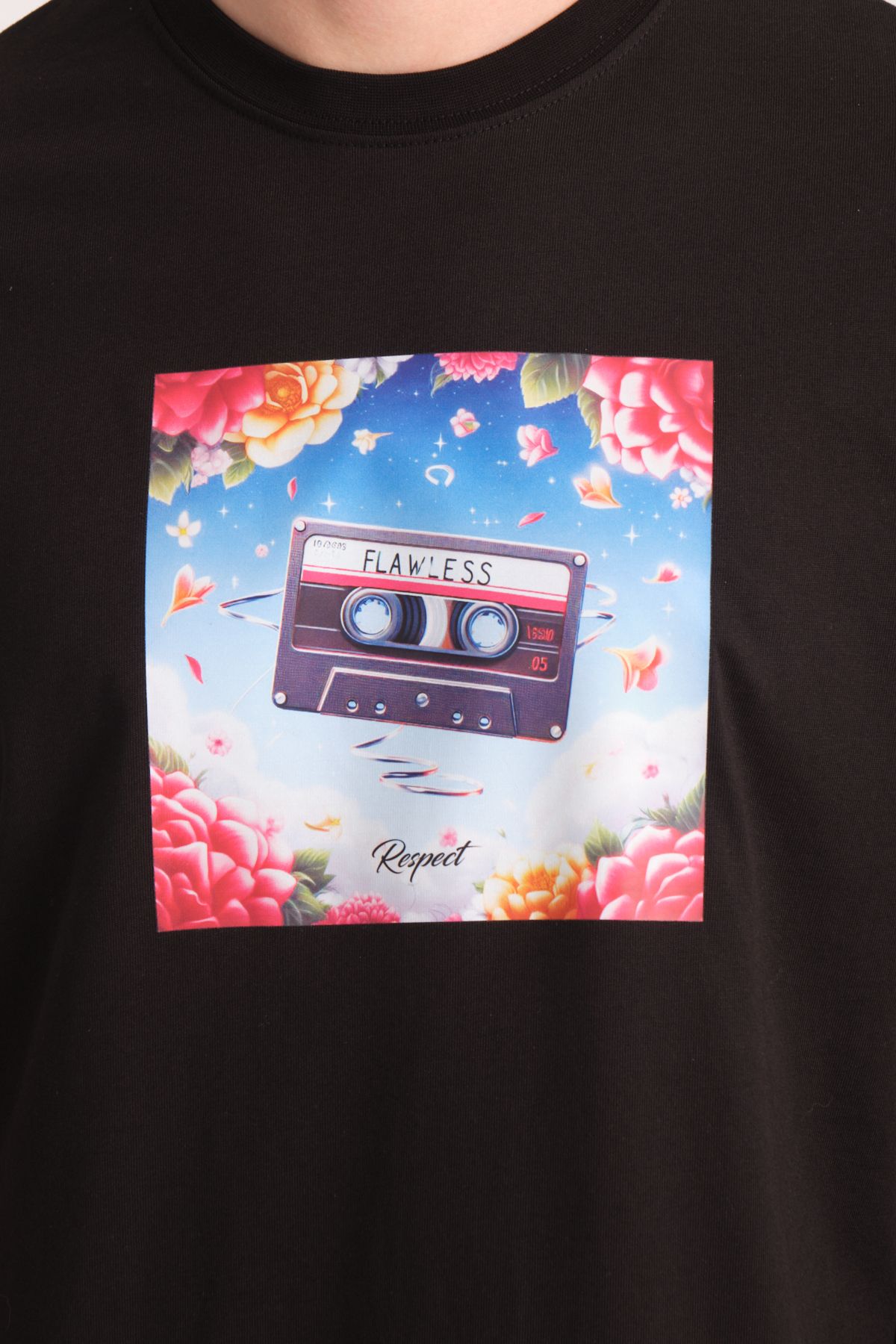 RESPECT FACTORY Kaset Baskılı-Oversize-T-shirt