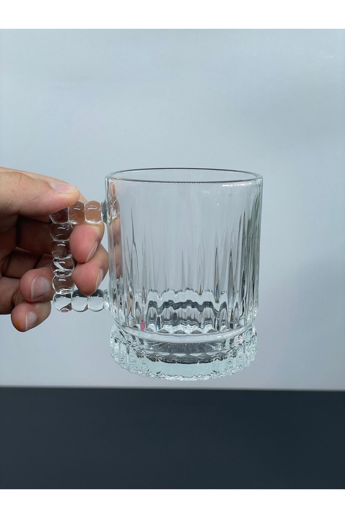 YzHome 6 Lı Cam Boncuk Kulplu Çay Kahve Meşrubat Bardağı Bardak 220ml