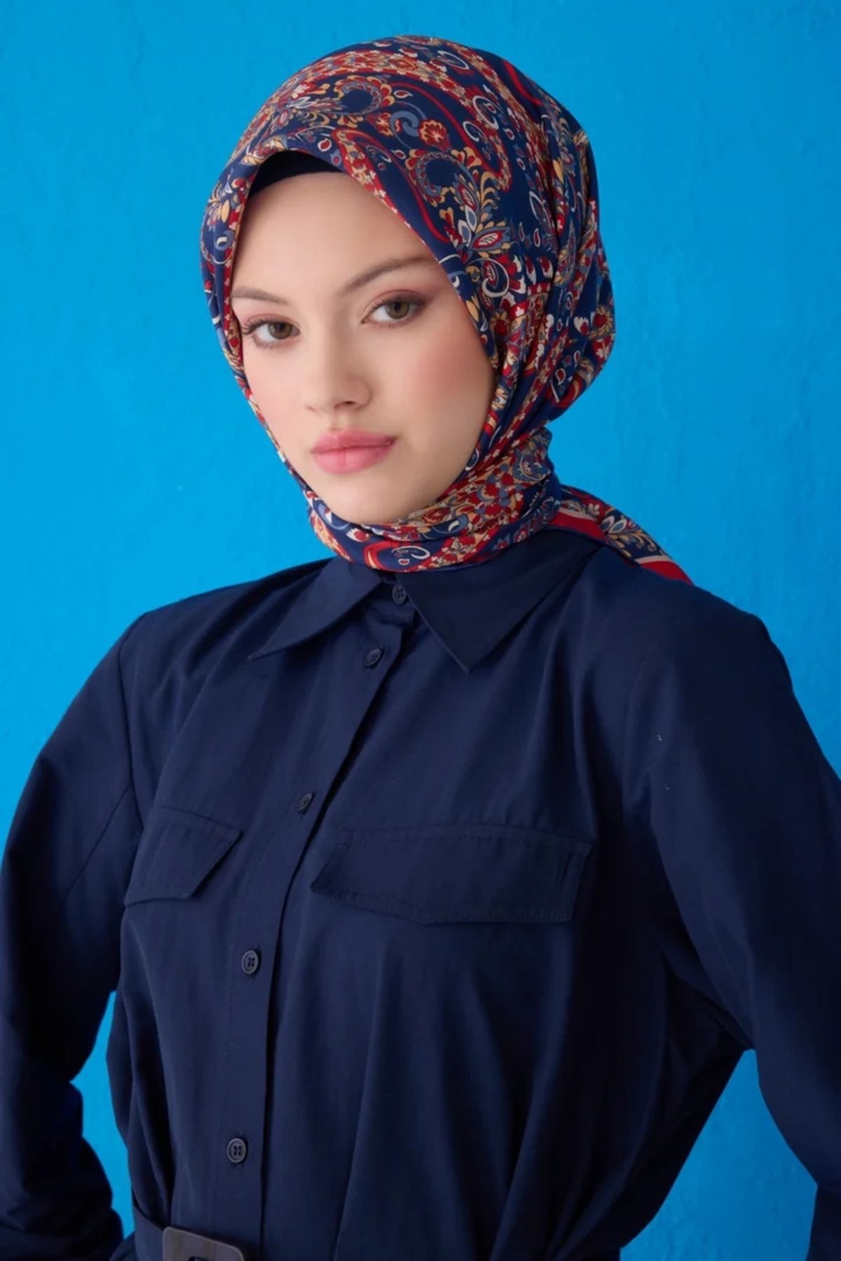 Belli Twill İpek Eşarp 4101D Etnik Desen Çok Renkli 3