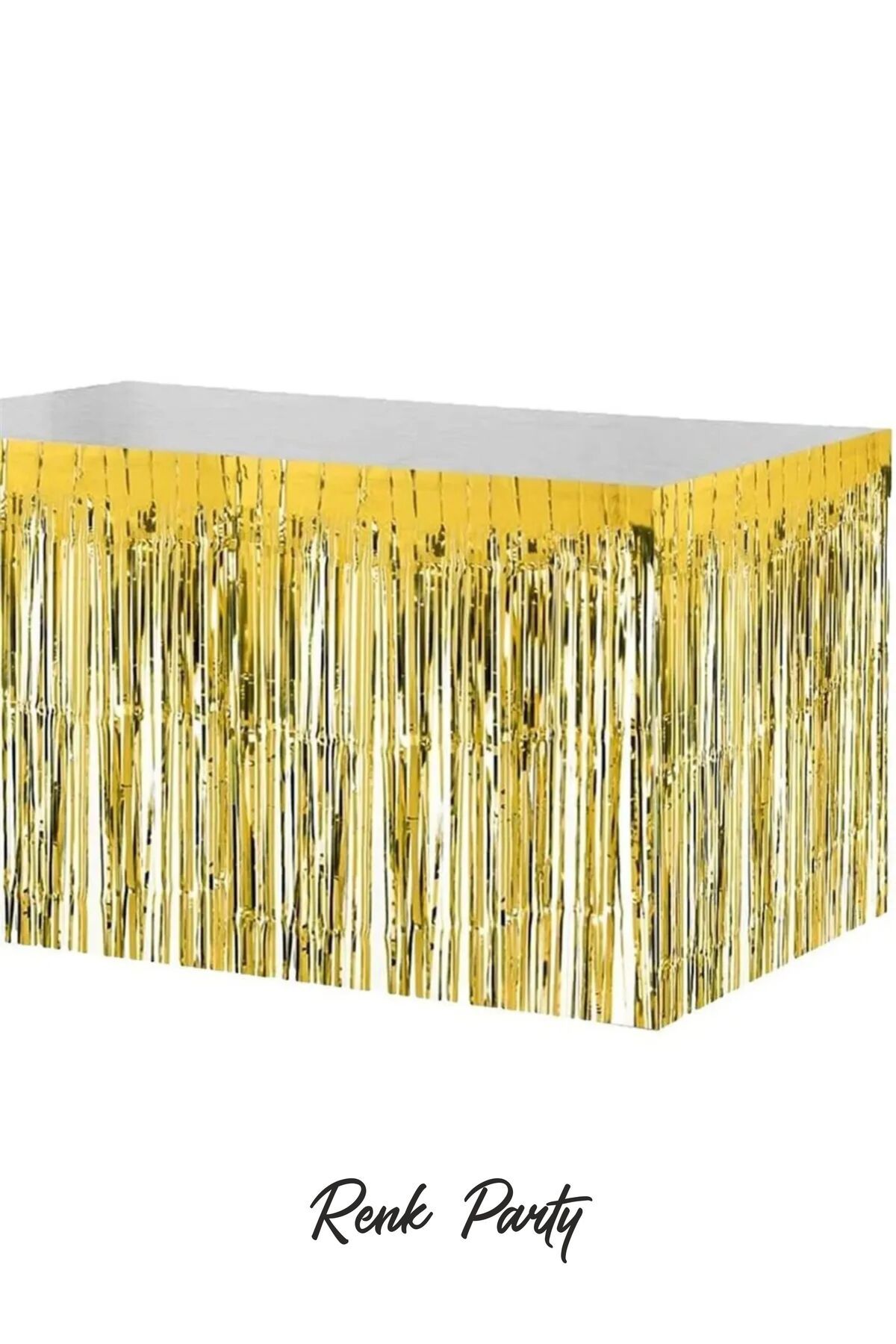 renk party Metalize Masa Eteği Gold Renk 75x360 Cm - Püskül Etek