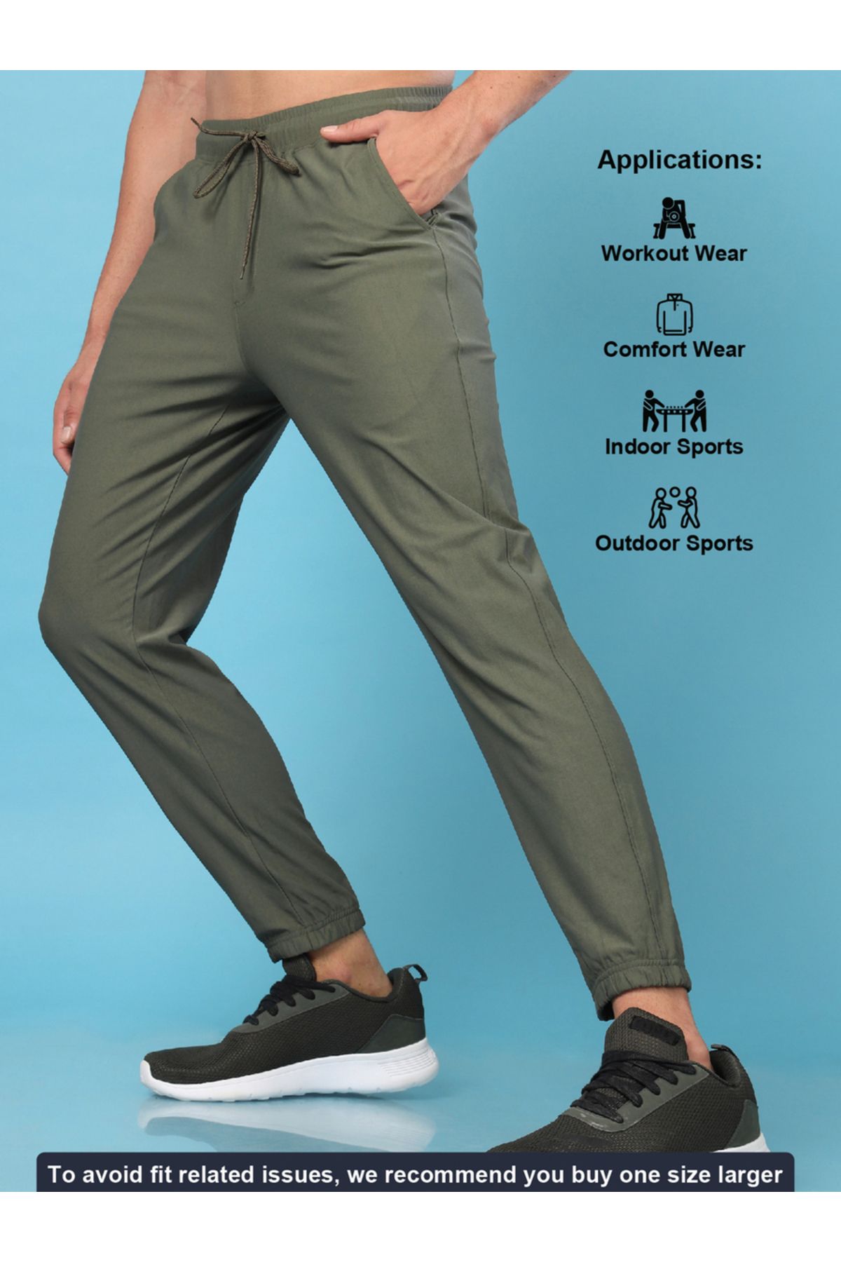 Technosport By Styli-Solid Stretch Joggers with Drawstring 6