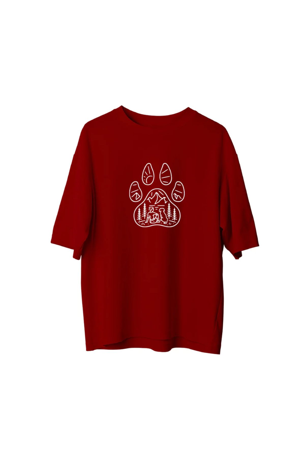 Koklonmoda Büyük Beden Unisex Pati Dostum Baskılı Oversize T-Shirt