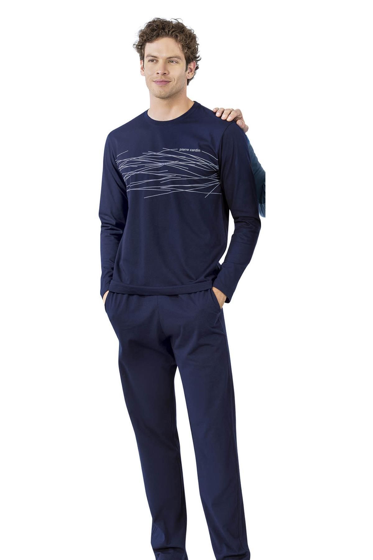 Pierre Cardin Erkek Pijama Takım, %100 Pamuklu, Cep Detaylıdır