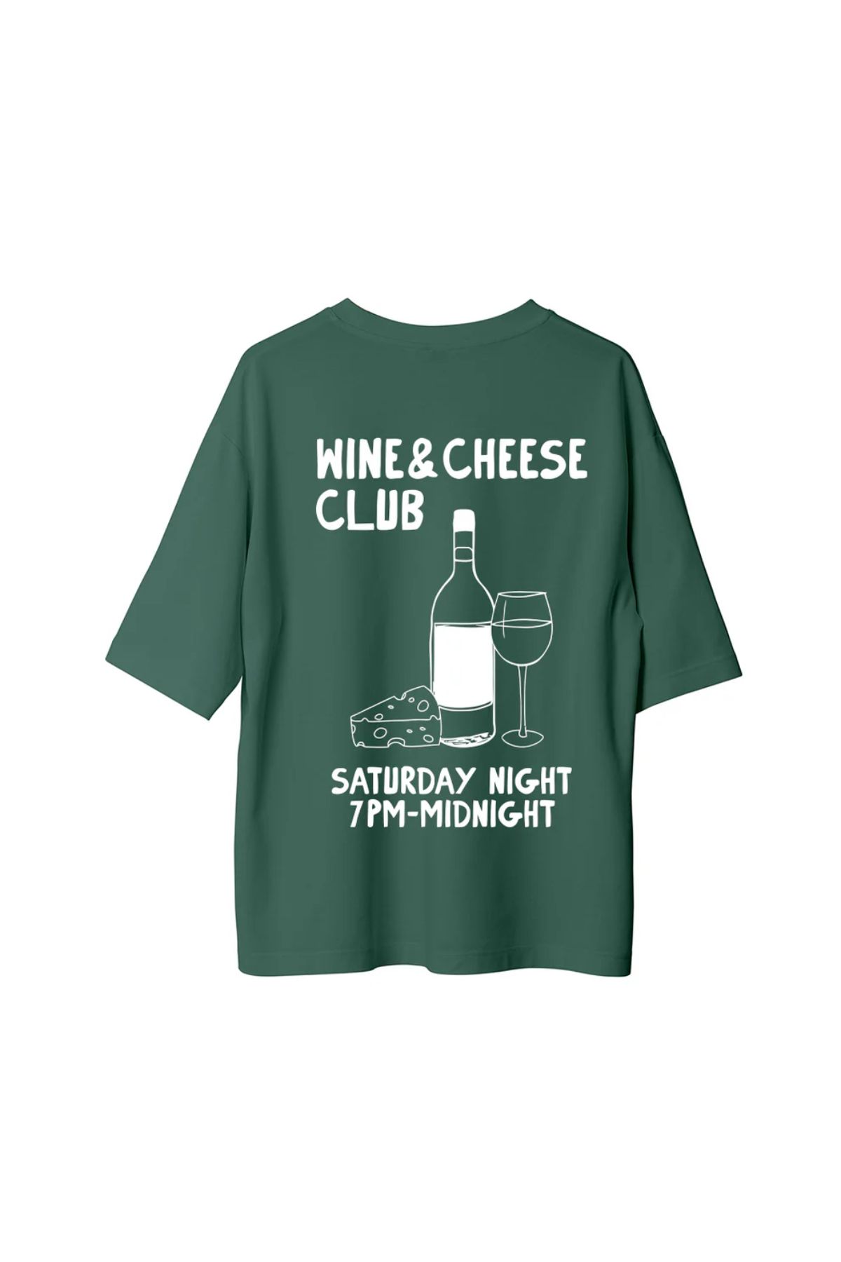 Koklonmoda Unisex Wine Cheese Club Baskılı Oversize T-Shirt