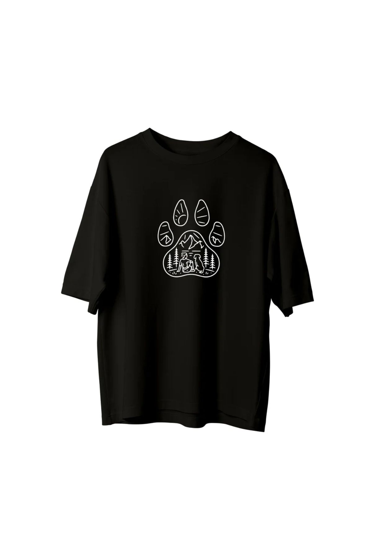 Koklonmoda Büyük Beden Unisex Pati Dostum Baskılı Oversize T-Shirt