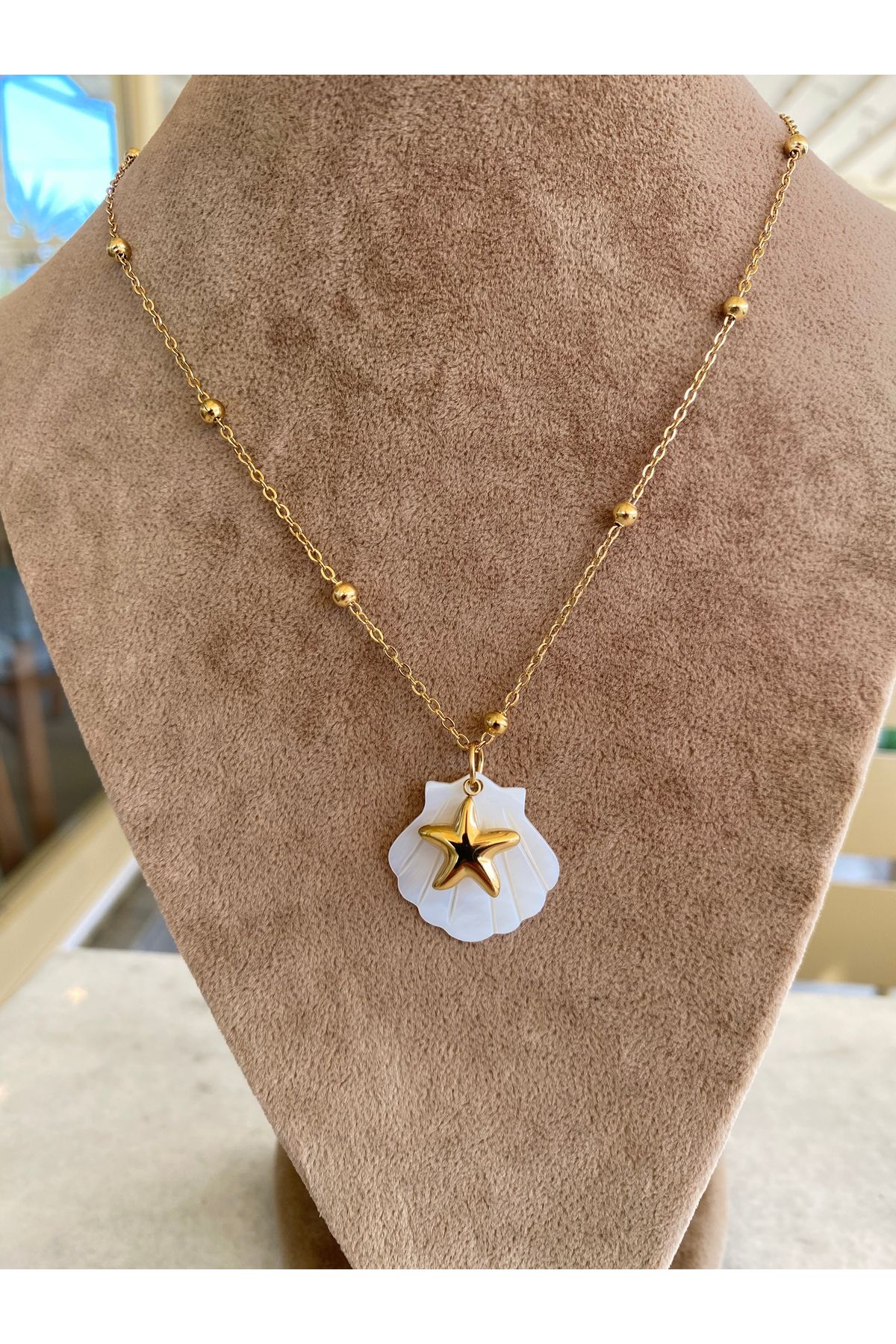 Moonjy Çelik Gold "Seashell Star Spell" Kolye