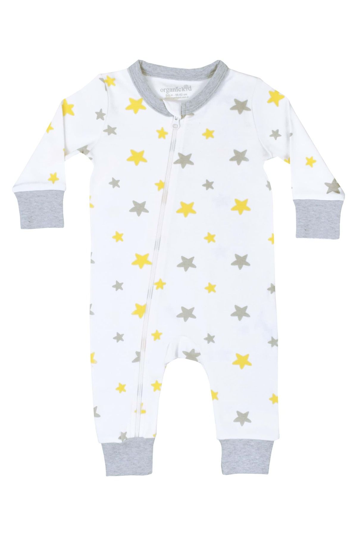 OrganicKid Bebenova Natürel %100 Pamuk Fermuarlı Star Tulum