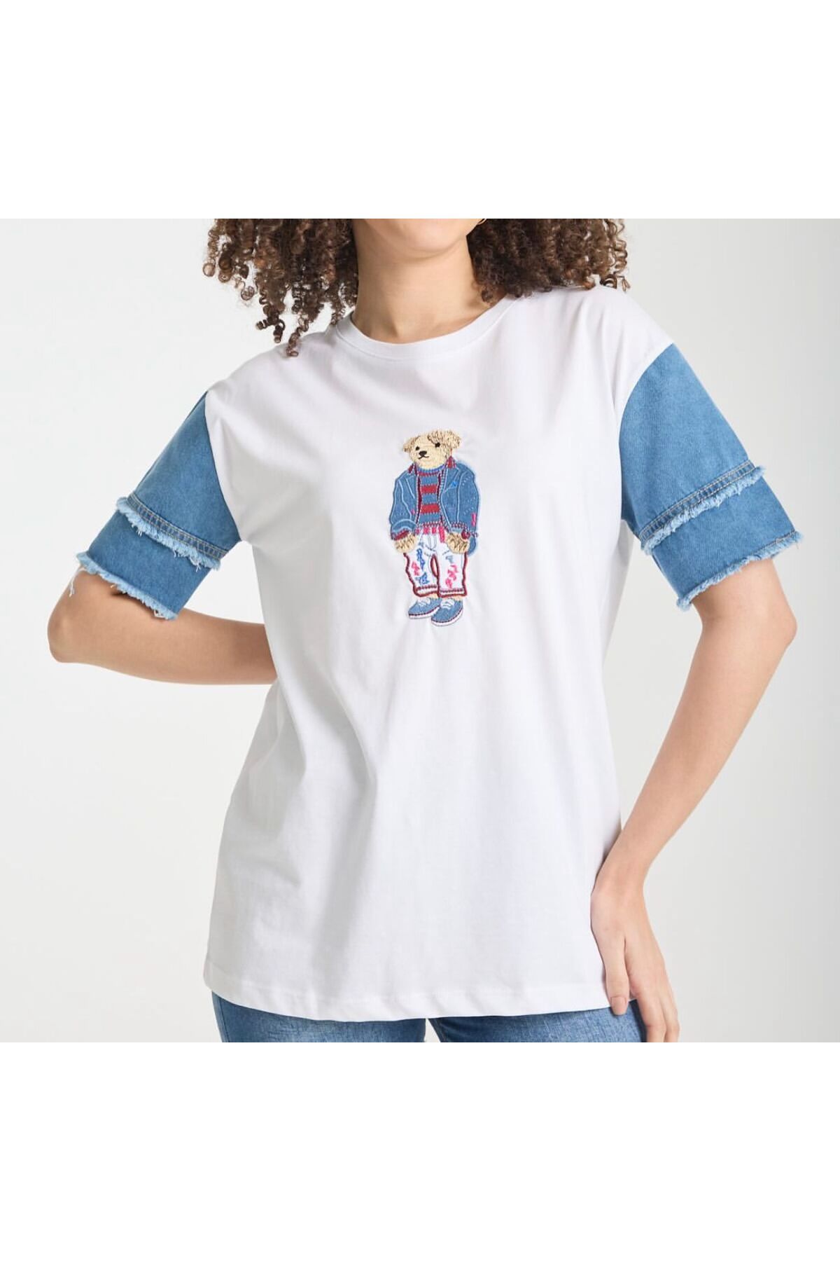 G&G WARDROBE BEYAZ AYICIKLI T-SHİRT