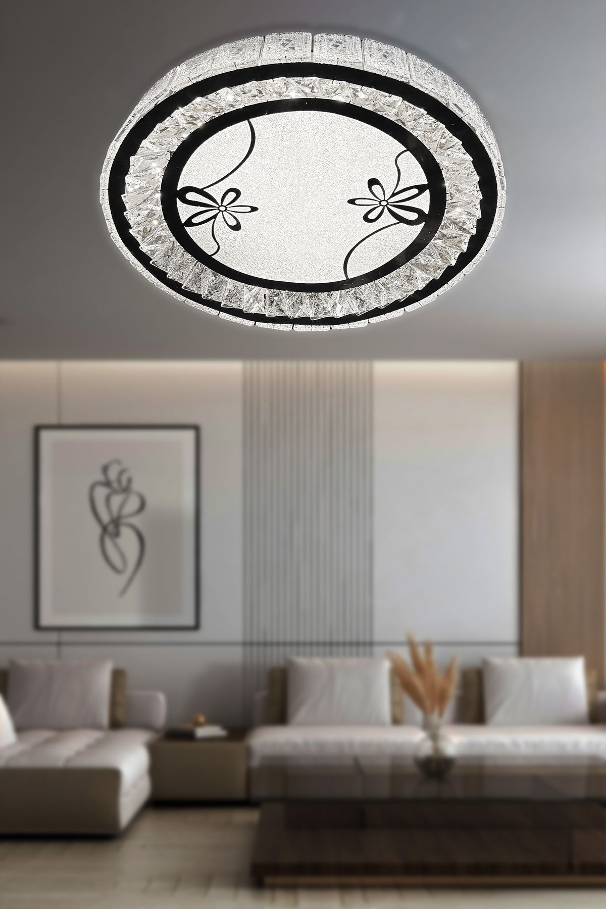 RSCOLLECTIONS Miralux Taşlı Plafonyer Led Avize