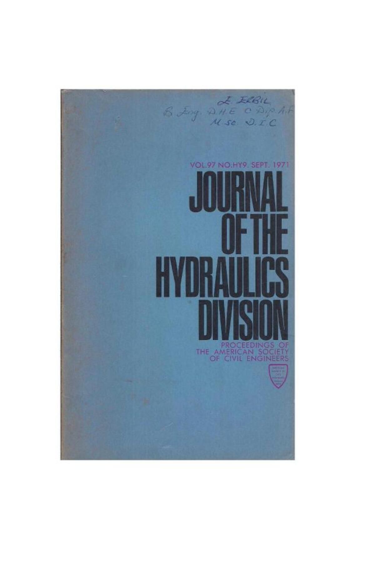 Türk Dil Kurumu Yayınları Journal of the HYDRAULICS Division - VOL.97 NO.HY9.SEPT. - 1971