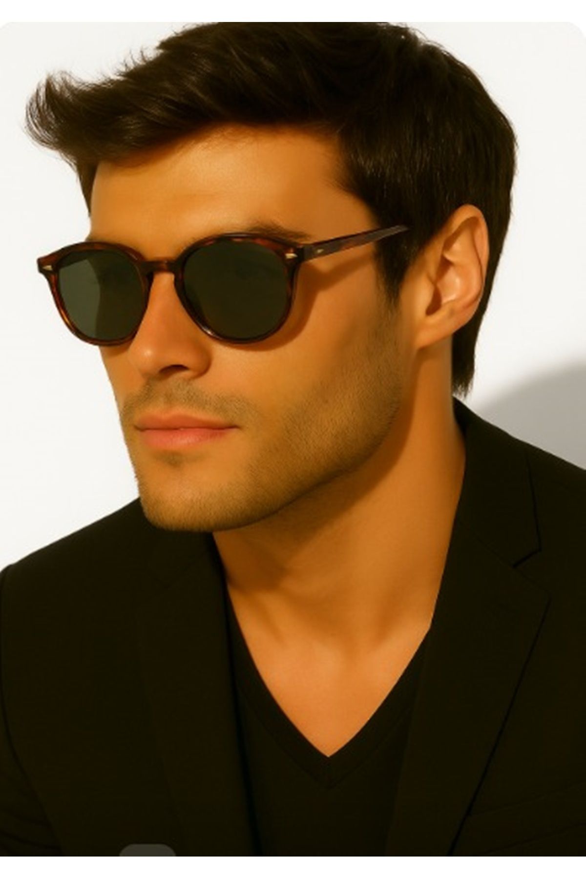 Merand Tortoise Desenli Yuvarlak Güneş Gözlüğü – Unisex Klasik Retro Model