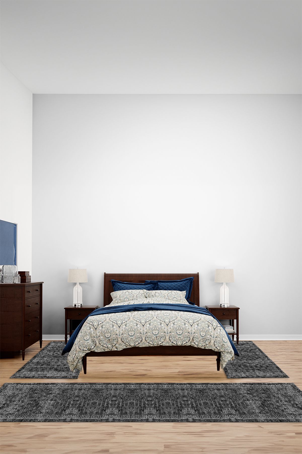 Viyana Home Dijital Kaymaz Yıkanabilir Çerçeveli Üçlü Yatak Odası Takım Halısı, YO-ÇERÇEVELİ-170-ANTRASİT,