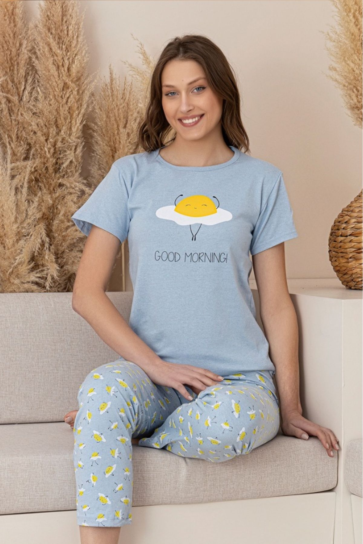 Farya Home Dreamy Pamuklu Desenli Kısa Kollu Kadın Pijama Takımı
