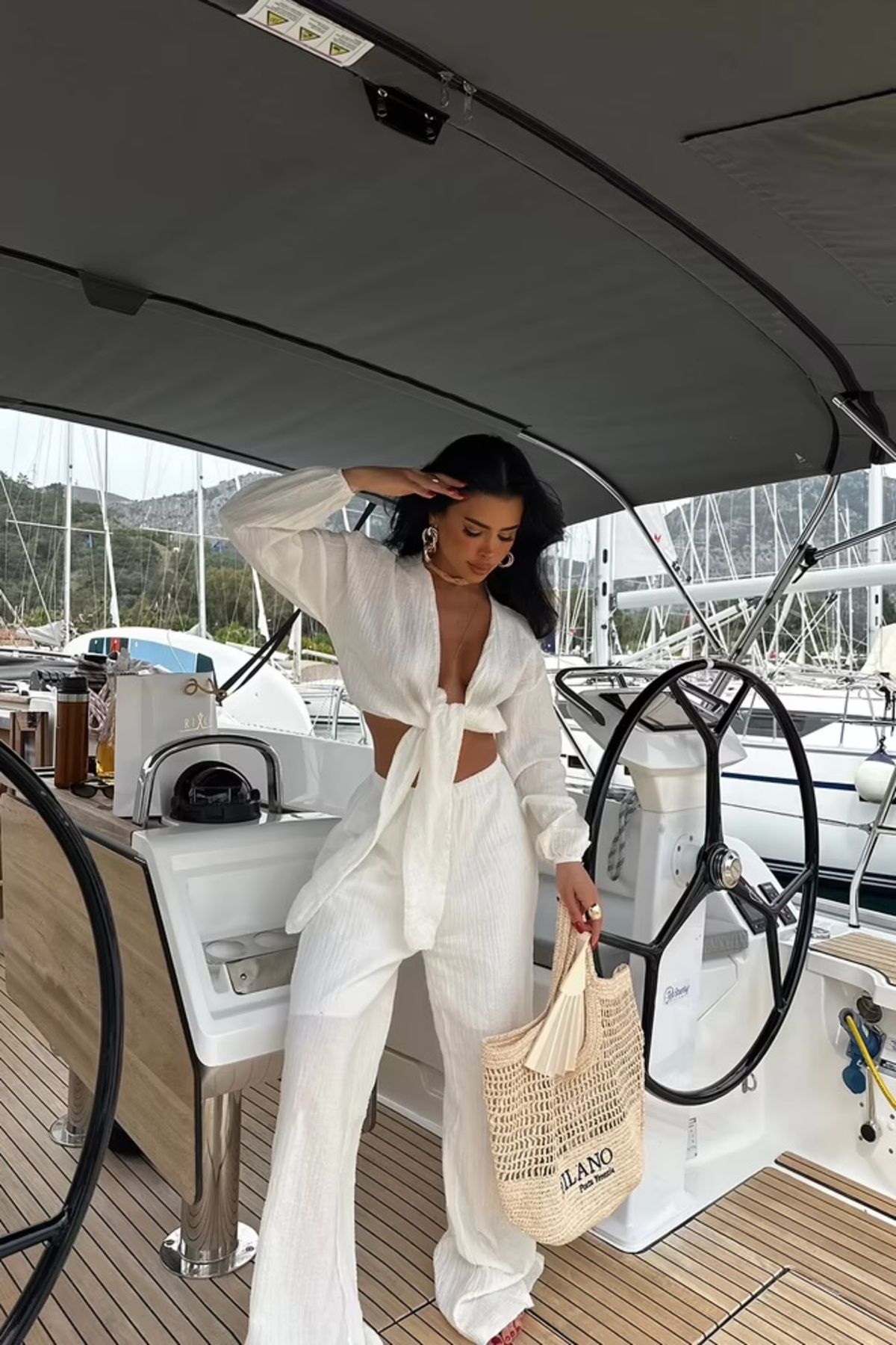 eseza tekstil Crop gömlek pantolon takım