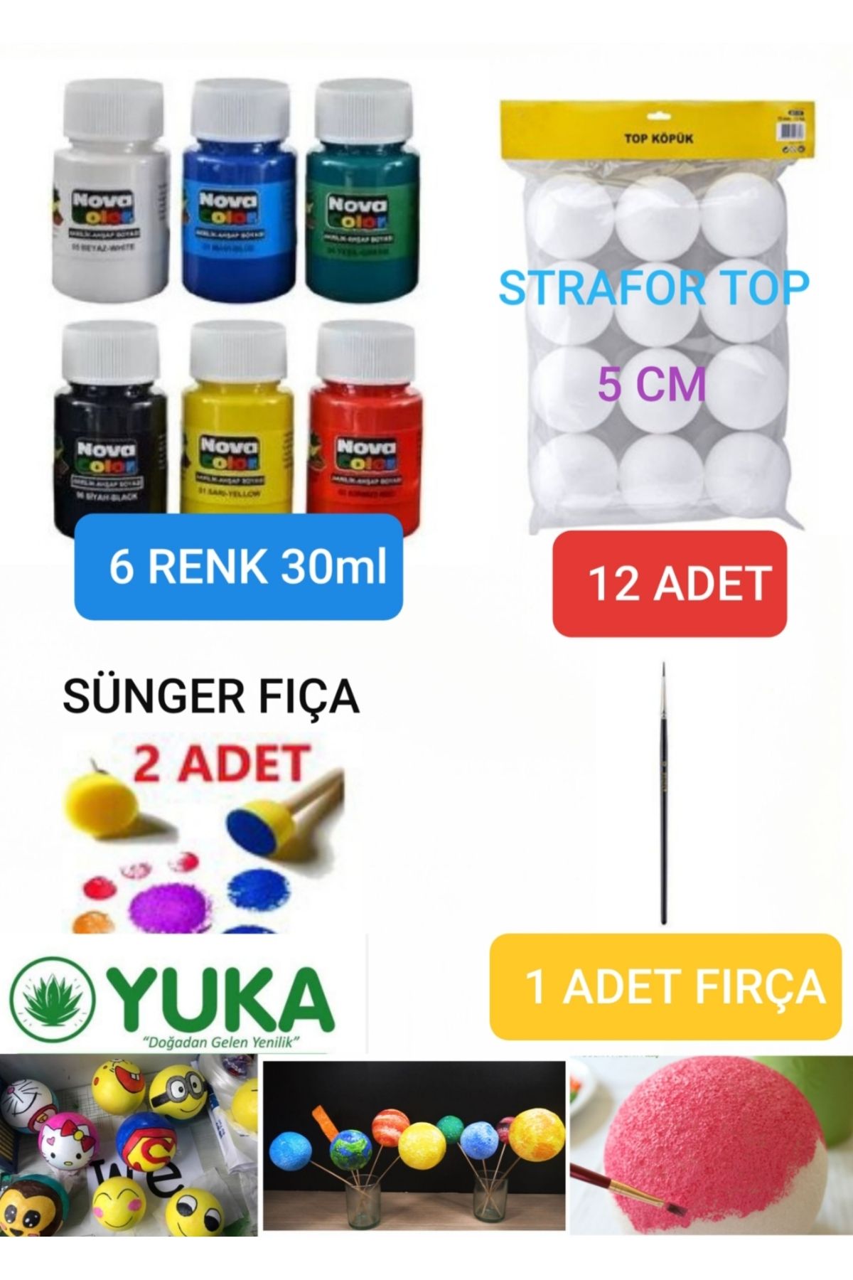 Yuka STRAFORDAN REKLİ TOP BOYAMA SET KÖPÜK TOP BOYAMA SETİ