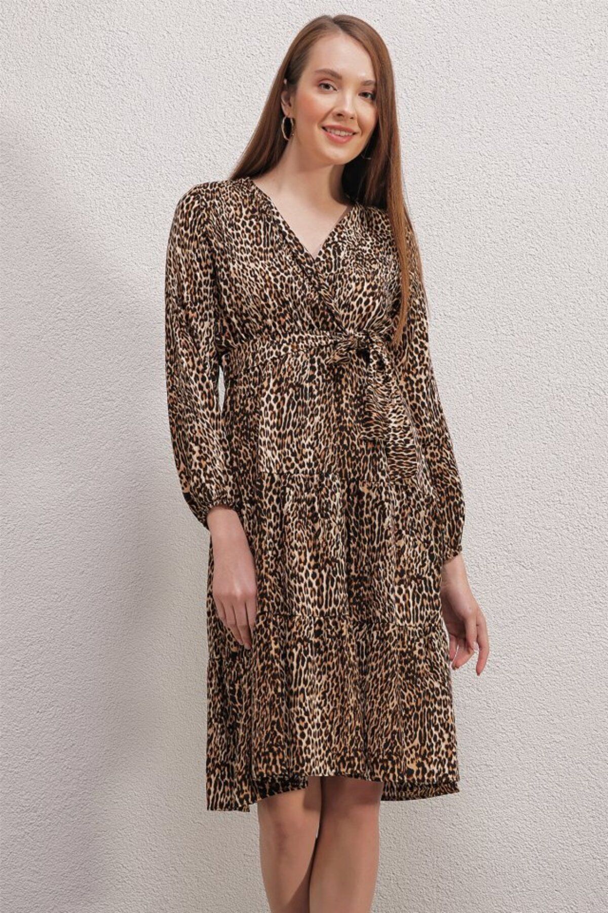 D&M Life Collection 2320 Kruvaze Yaka Elbise - A.Bej - 40 - A.bej