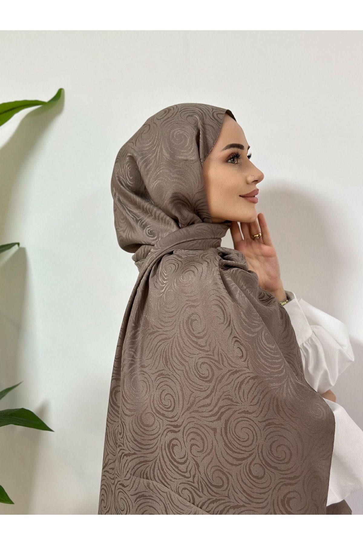 Pull Scarfs Shine İsabella Desen - Koyu Vizon