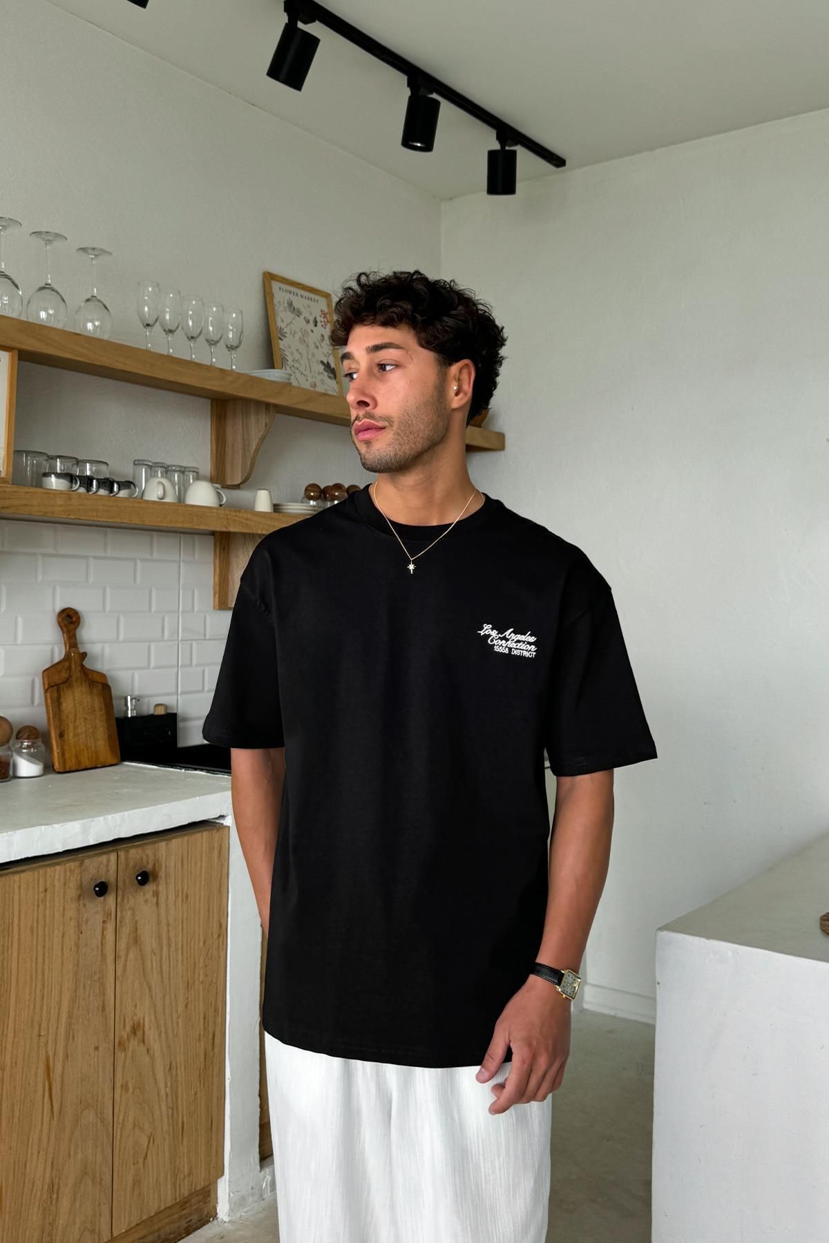 Flaw Wear Siyah Los Angeles Nakışlı Tişört