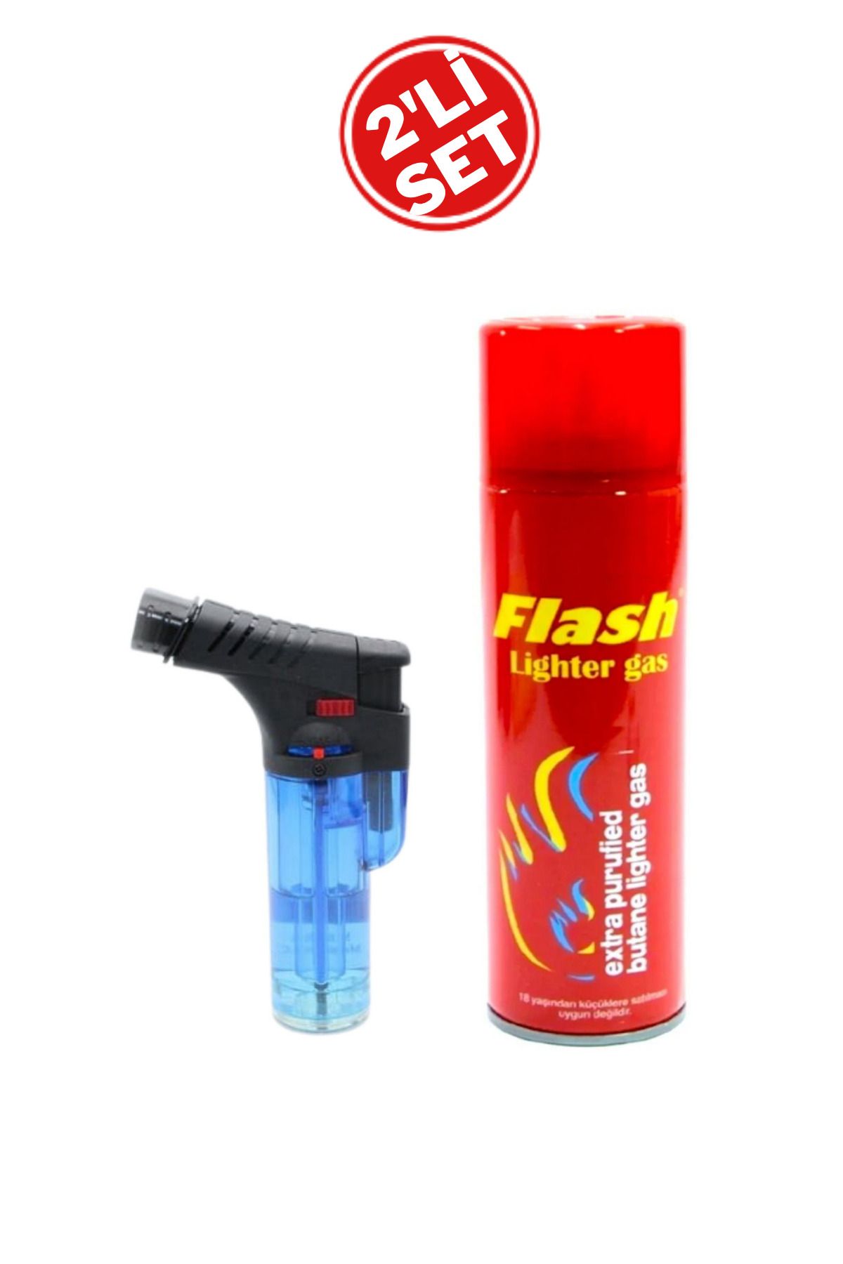 Umay Flash Çakmak Gazı 270 ml. & Doldurulabilir Pürmüz Kamp Çakmağı 2'li Set