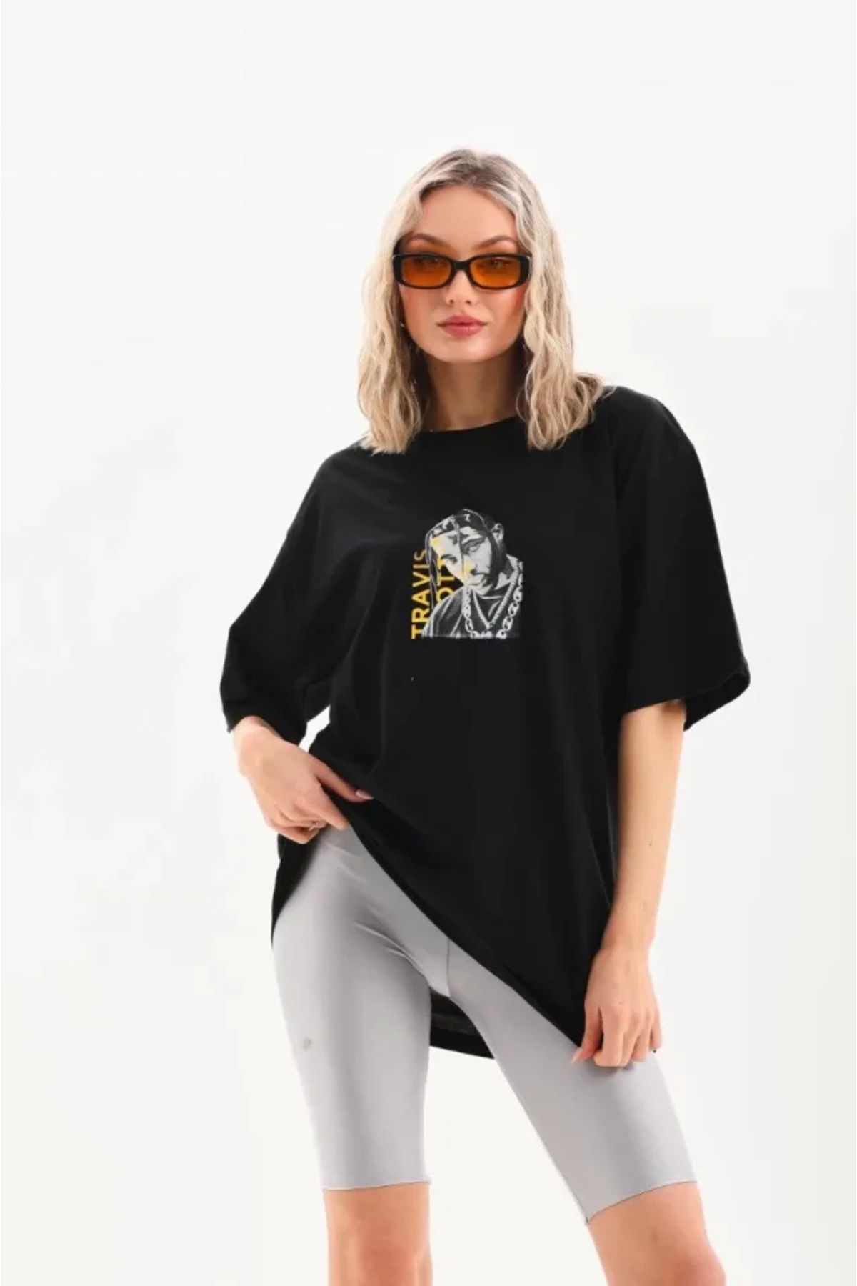 Omarı Siyah Oversize Baskılı Unisex T-Shirt