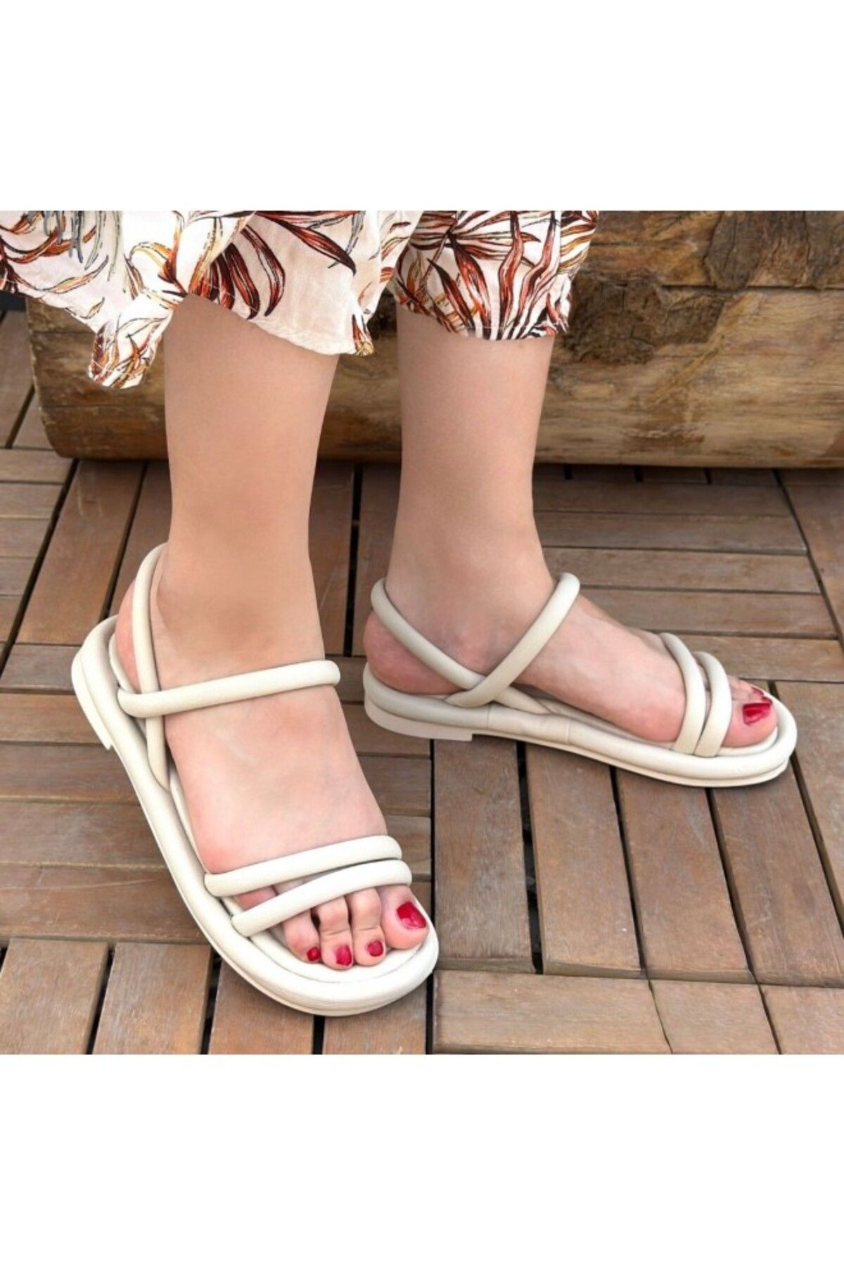 GETFAY Winta Bej Cilt Sandalet