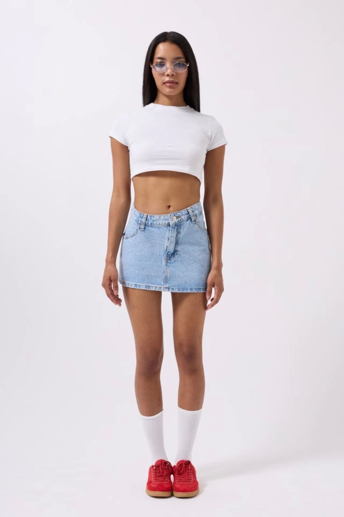 ZORM Asimetrik Kesim Denim Mini Etek