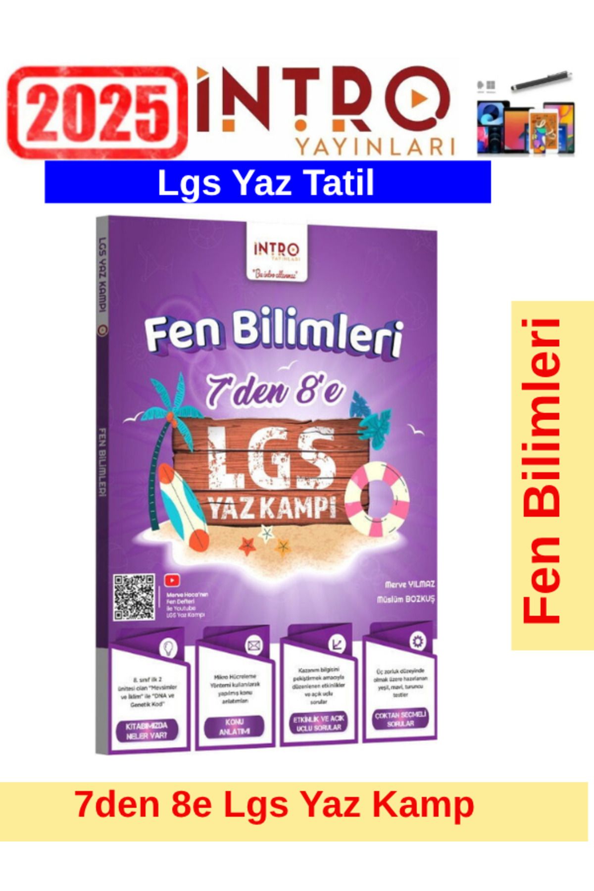 Ens Yayıncılık İntro Yayınları 8.Sınıf LGS Kamp Fen Bilimleri Yaz Tatil Kamp Seti+Kalem