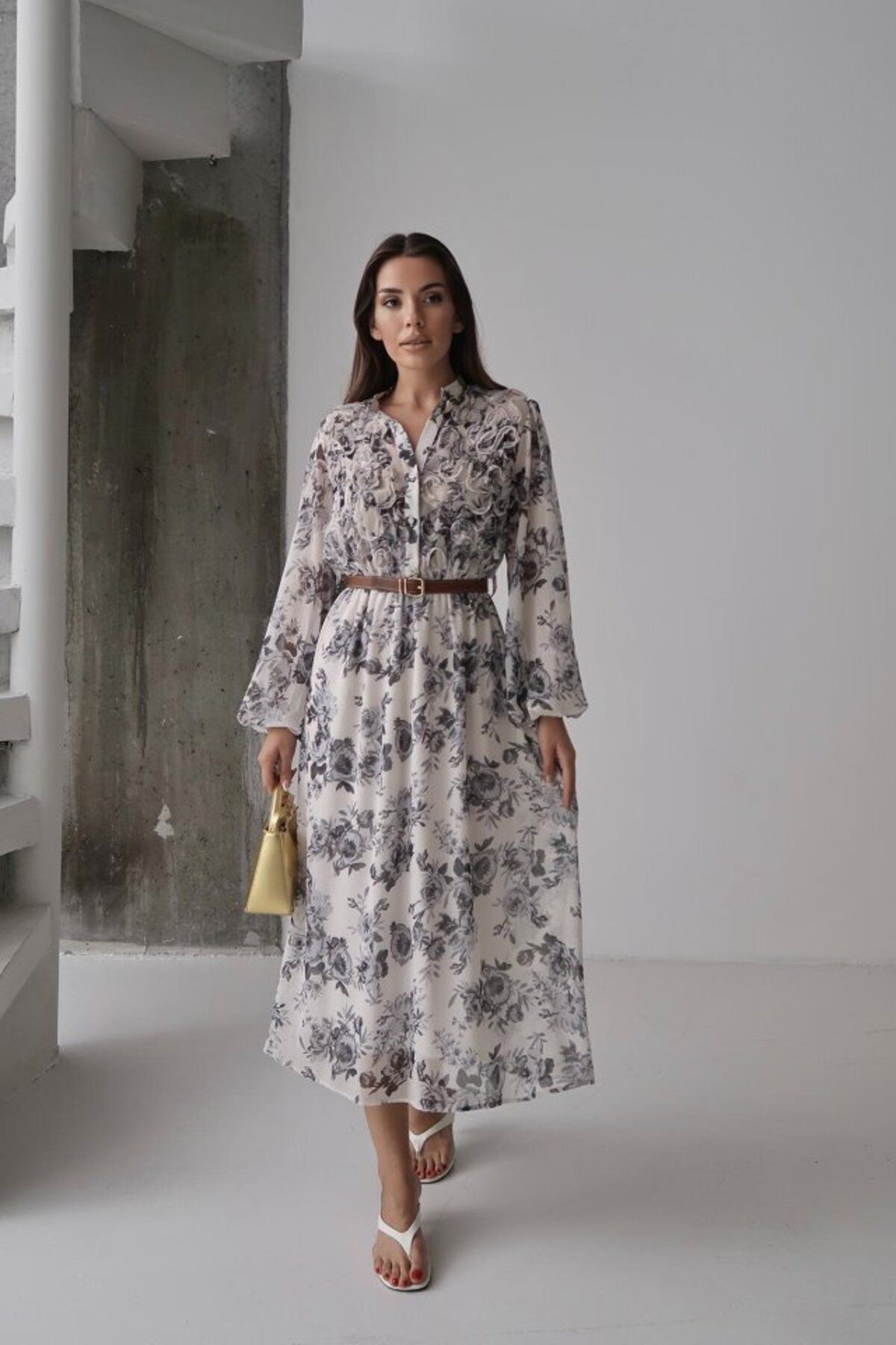 D&M Life Collection Siyah Biye Detaylı Elbise
