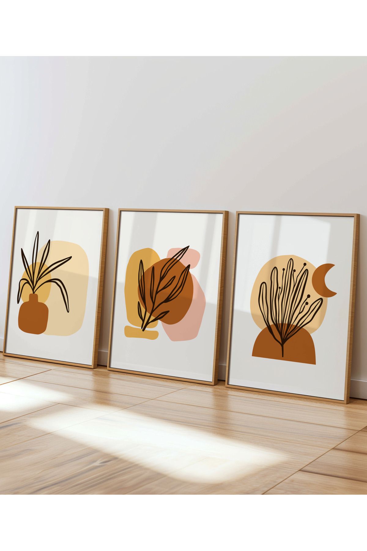 DES VU PRINT Boho 3'lü Çerçevesiz Poster Seti, Boho Modern Temalı Çerçevesiz Poster