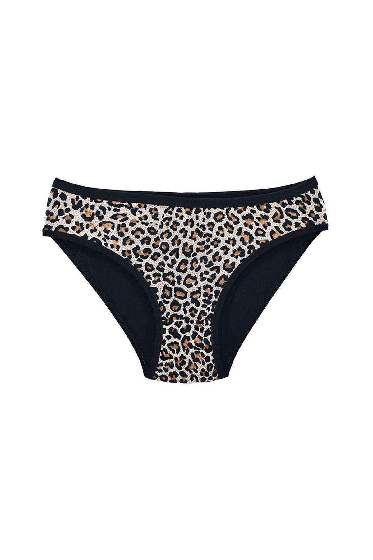 Omarı Yumuşak Leopar Desenli Slip Külot