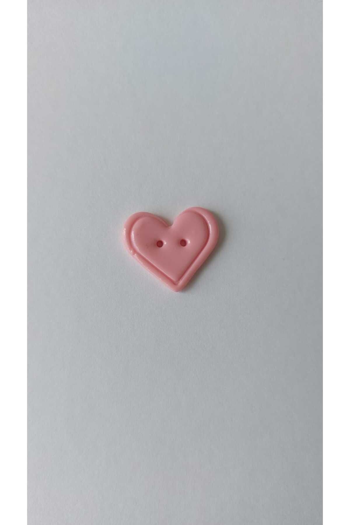GiftlandCollection Giftland El Yapımı Pembe Özel Tasarım 6 Adet Kalp Düğme, Handmade, Polimer Kil