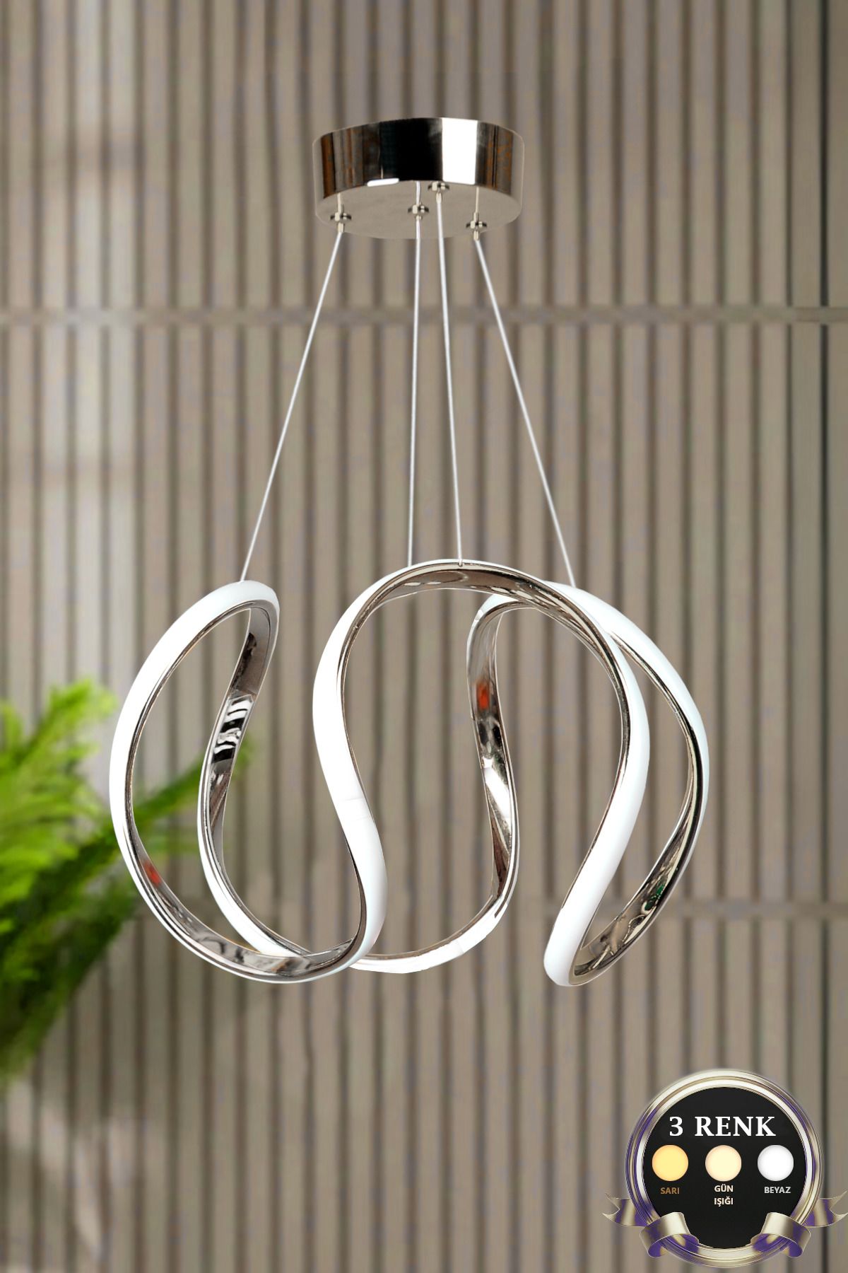 Luna Lighting Deluxe Model 3 RENK Krom Kaplama Metal Salon Mutfak Oturma Yatak Odası Modern Led Sarkıt Avize