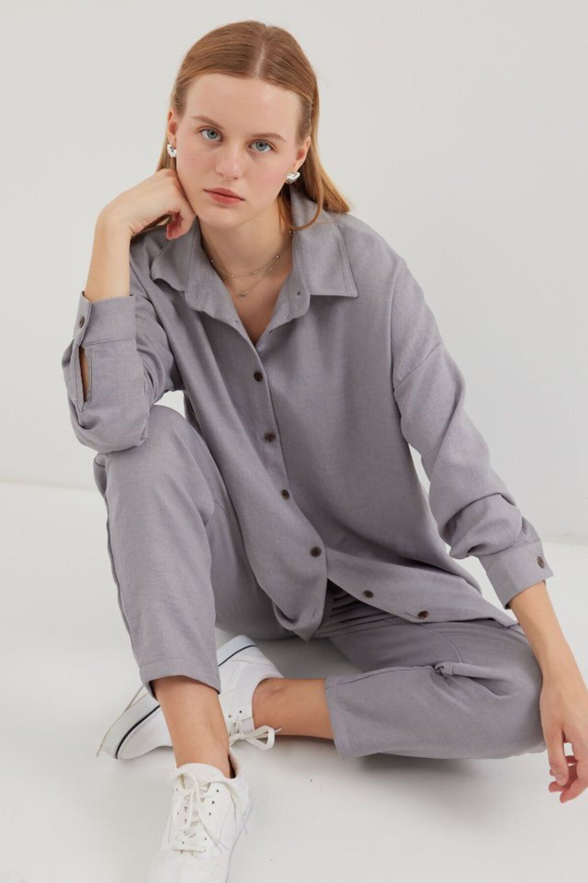 D&M Life Collection 6622 Keten İkili Takım - Gri