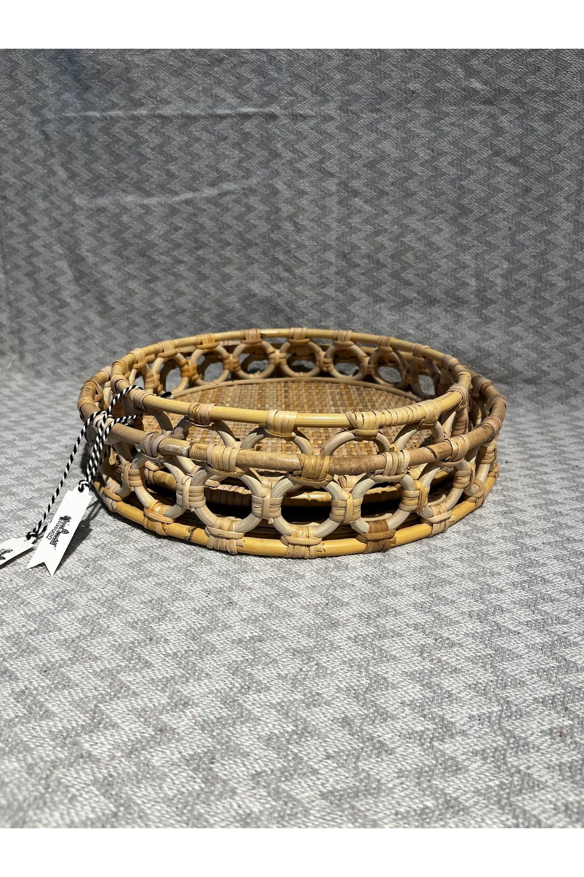 rattan 2’li Rattan Tepsi Seti – Yanları Halka Detaylı, Doğal Dekoratif Sunum Tepsisi