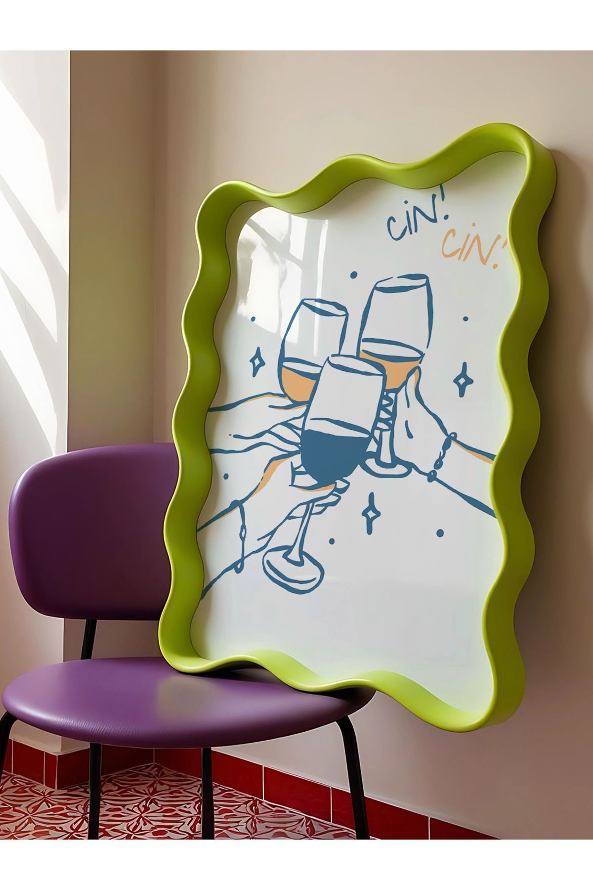 DES VU PRINT Cin Cin, Cheers Kokteyl Temalı Çerçevesiz Poster