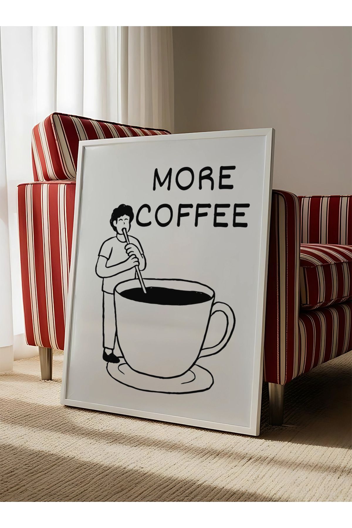 DES VU PRINT More Coffee, Kahve Temalı Çerçevesiz Poster, Kahve Köşesi Mutfak Temalı Poster