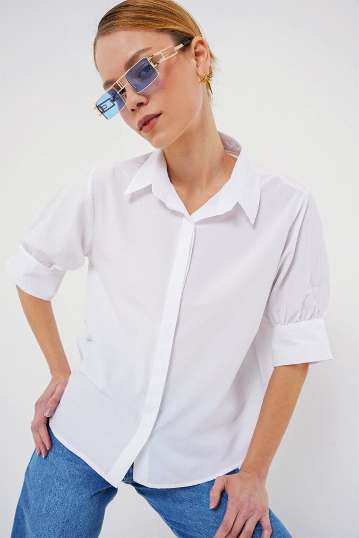 D&M Life Collection Kısa Kol Gömlek 20312 - Beyaz
