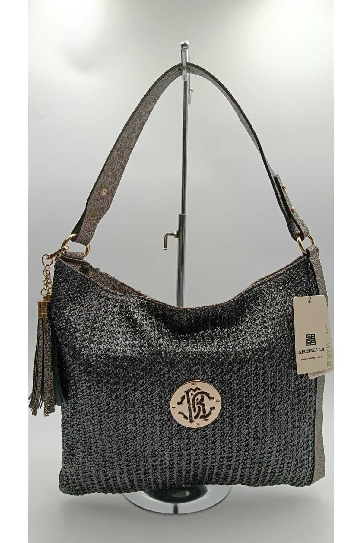 SheBella Bags & Shoes Kadın Örme Model Parlak Omuz Çantası